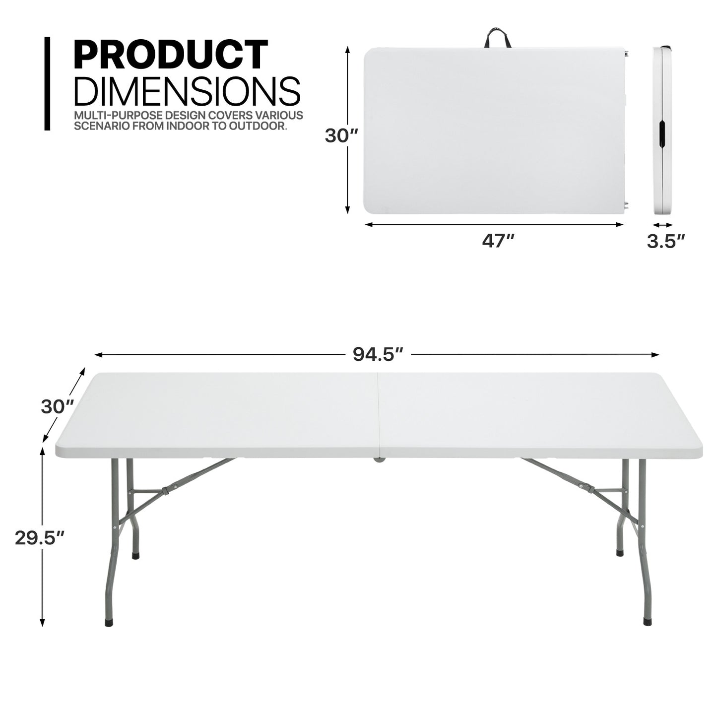 Rectangular 94" Foldable Table