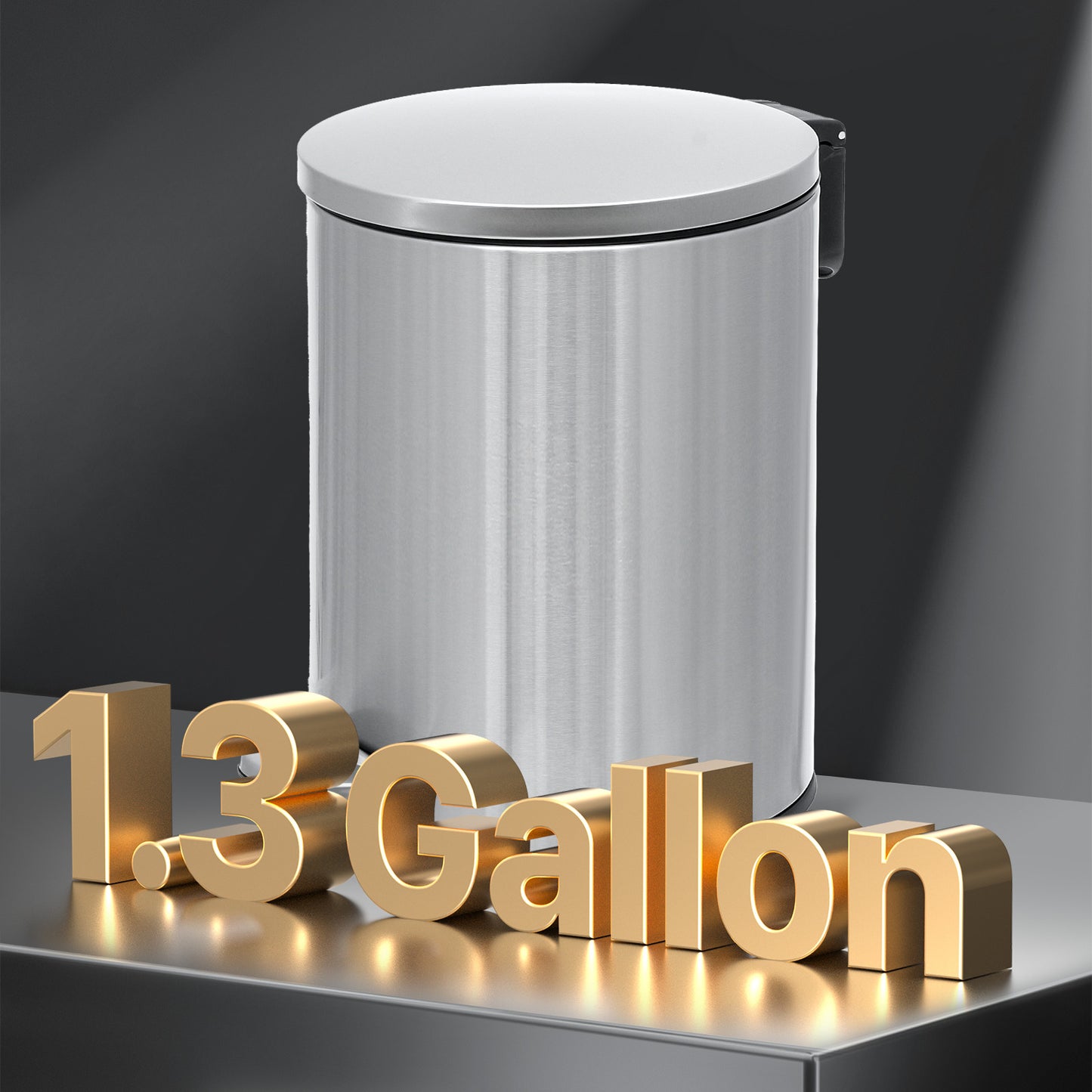 5L Step On Trash Bin - Stainless Steel