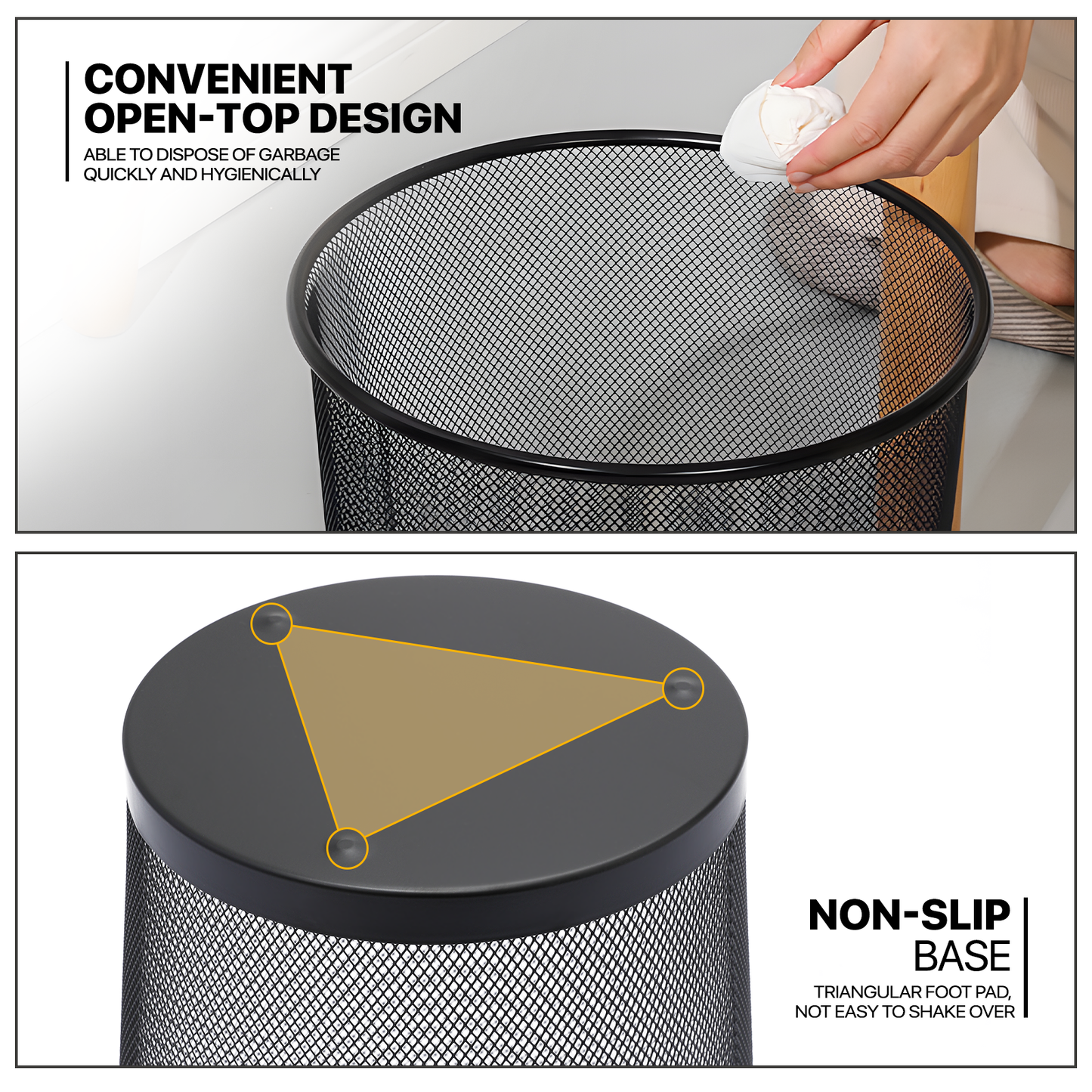 5 Gallon Trash Can - 2 Pieces - Round Mesh Metal - Open-Top