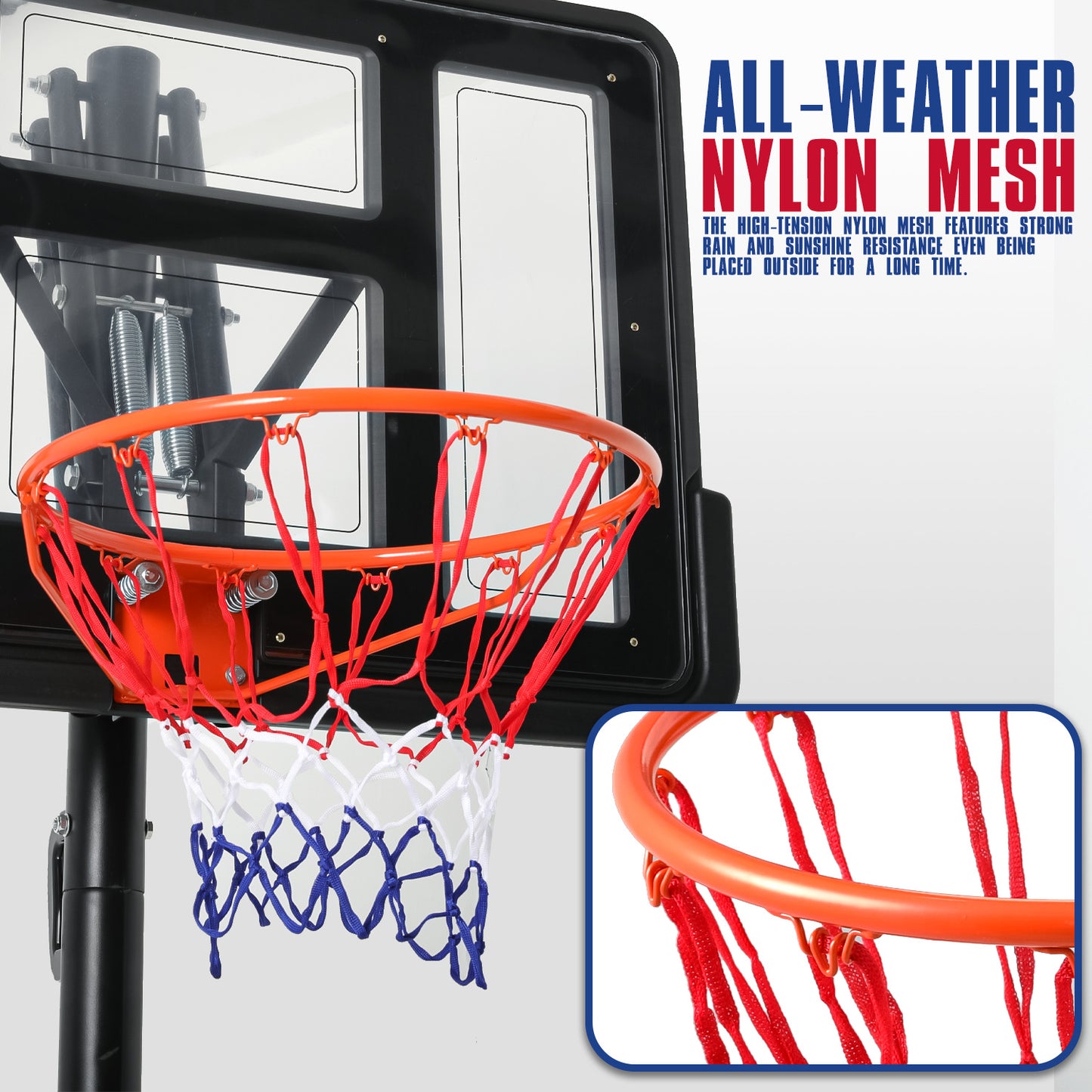 10 Ft Adjustable Height Portable Basketball Hoop w/Standard Rim