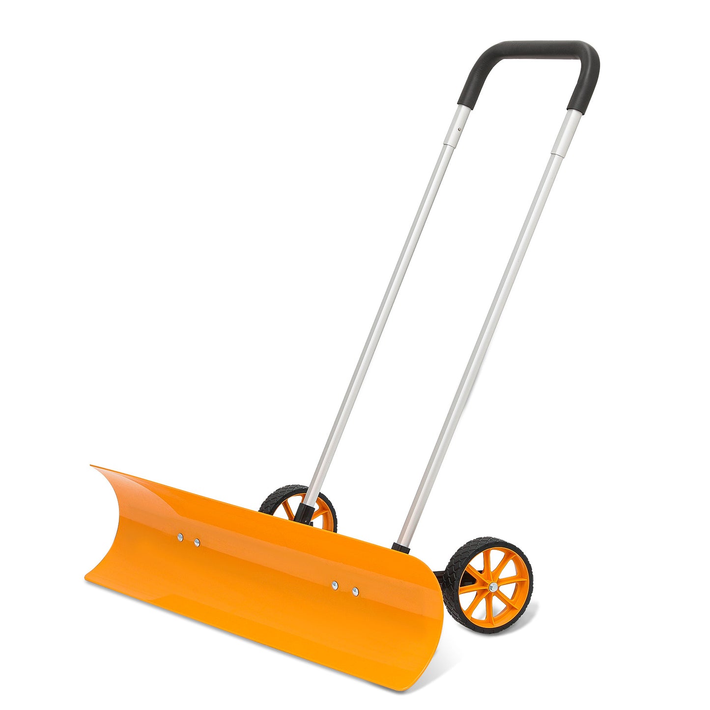 Snow Shovel Pusher for Driveway - 3.5 FT Height - w/ 2*7inch Wheel - Yellow