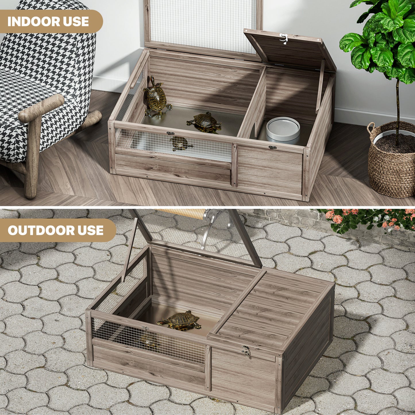 36.5"x26.5" Wooden Filp Up Chicken Coop Hutch Rabbit