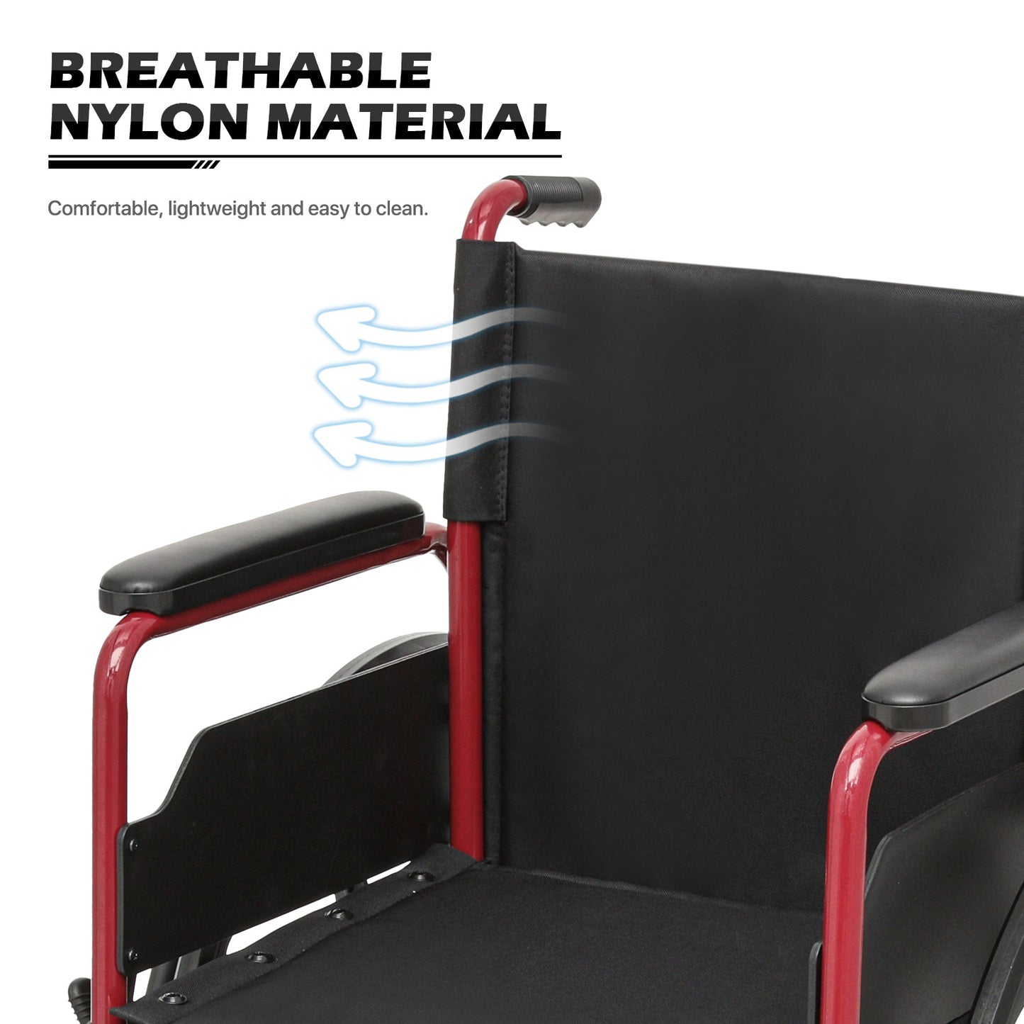 Manual Wheelchair - Red, FDA Approved - 18"x16" Seat