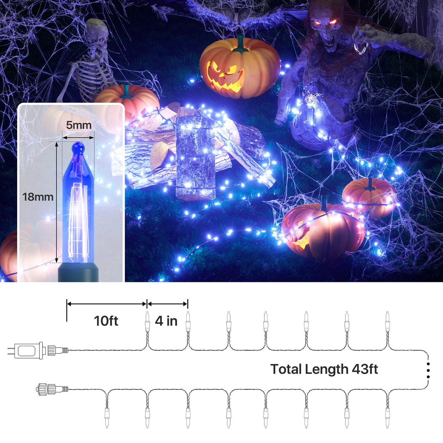 LED String Fairy Light - 100 Bulbs, 33 Ft - 8 Modes - Connectable