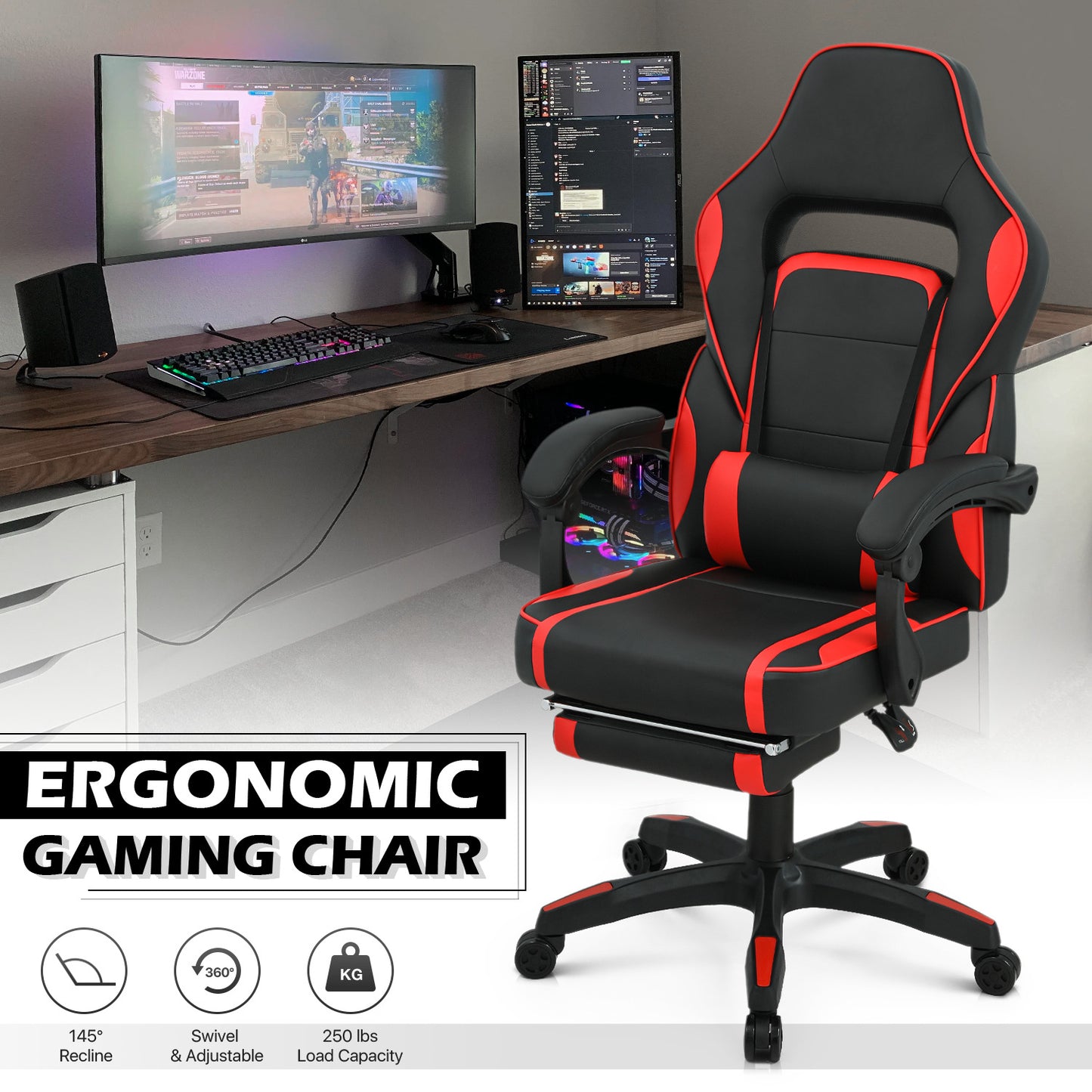 Reclinable Gaming Chair w/Footrest #003