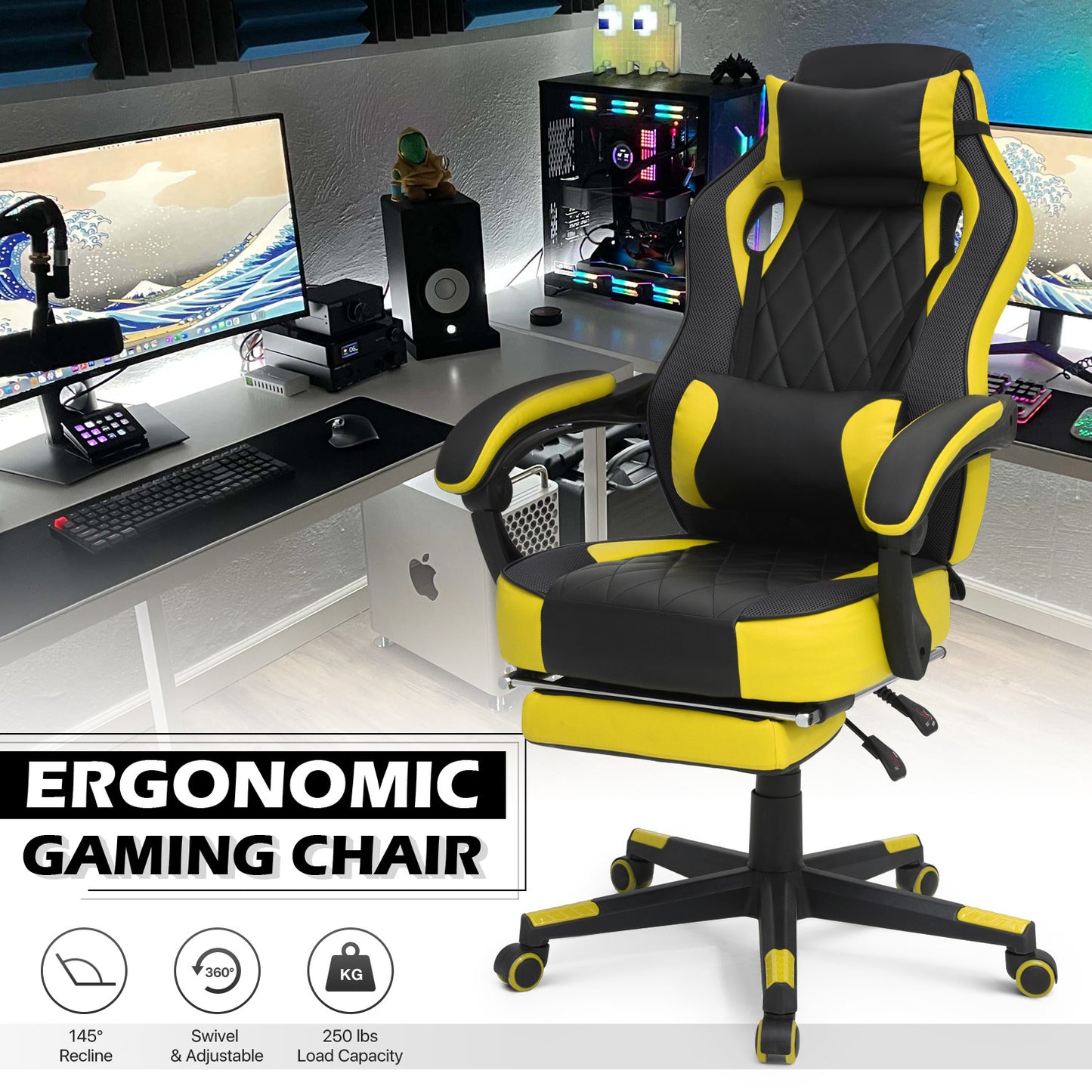 Reclinable Gaming Chair w/Footrest #002