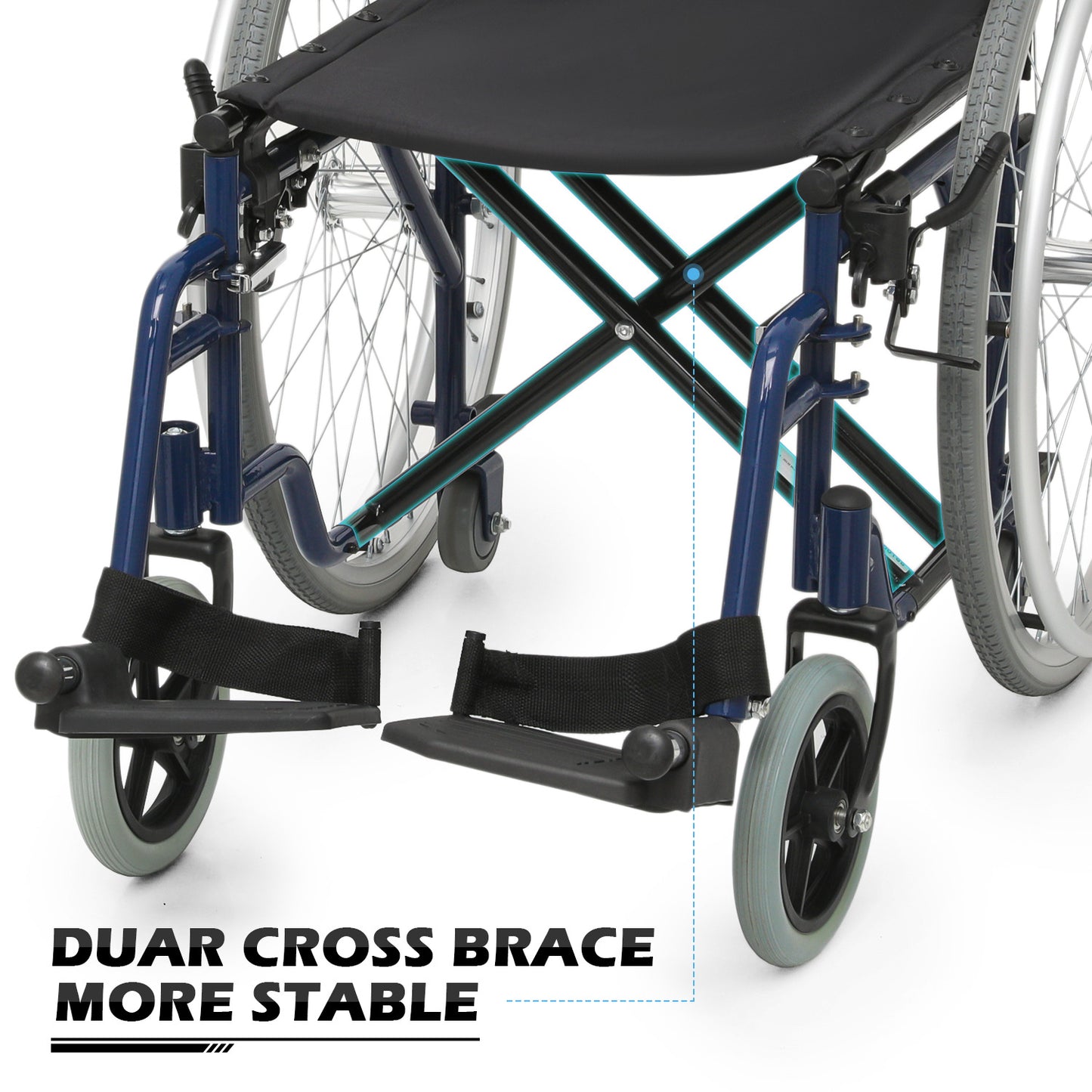 Manual Wheelchair - 7.5'' Front & 23.5'' Rear Wheel - 17"x15.5'' Nylon Seat