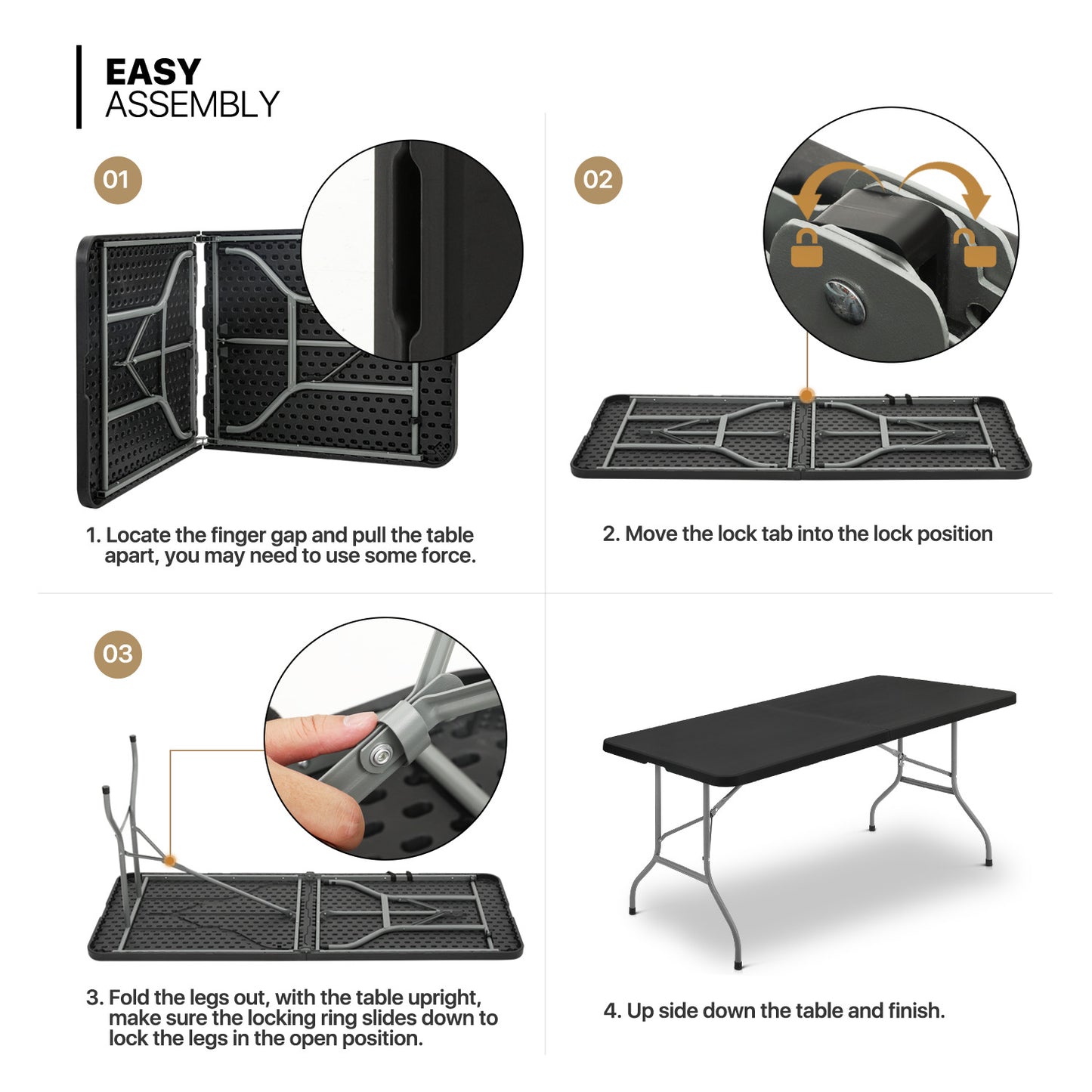Rectangular 72" Foldable Table