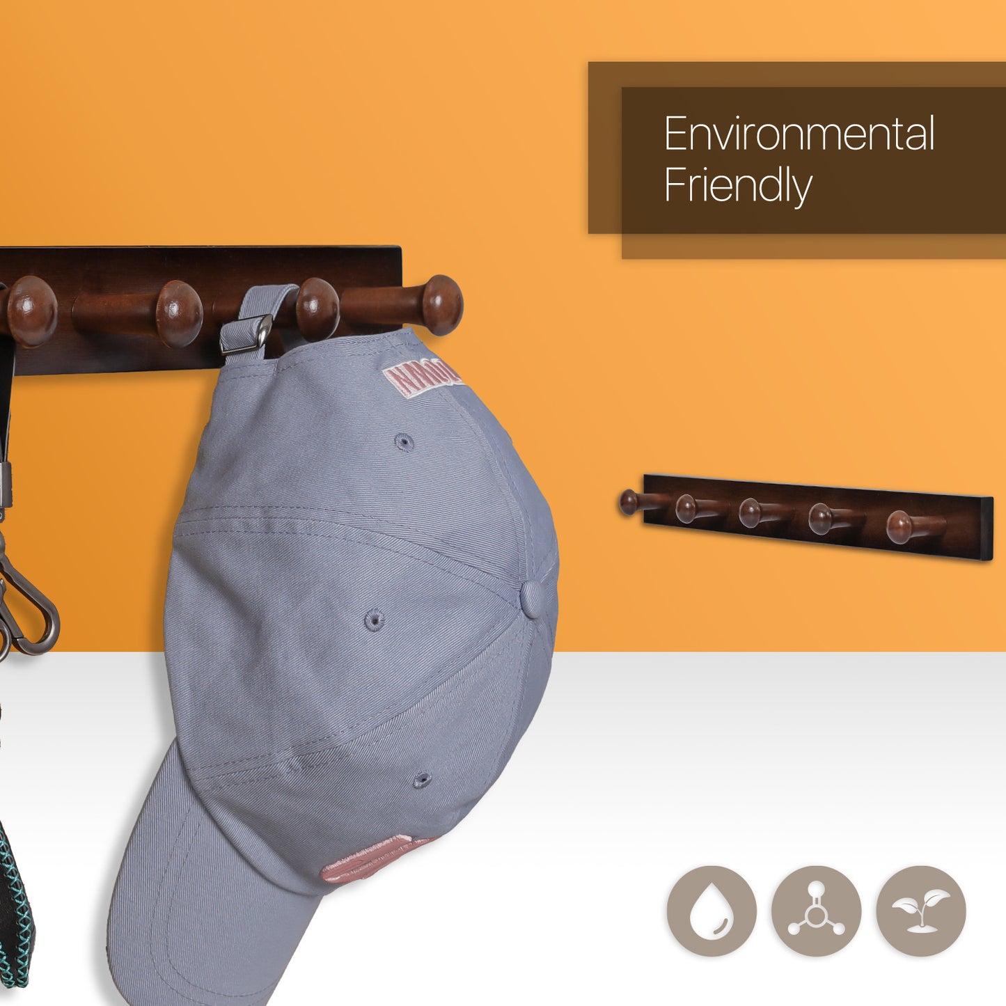Wall Mounted Coat Hook - Brown
