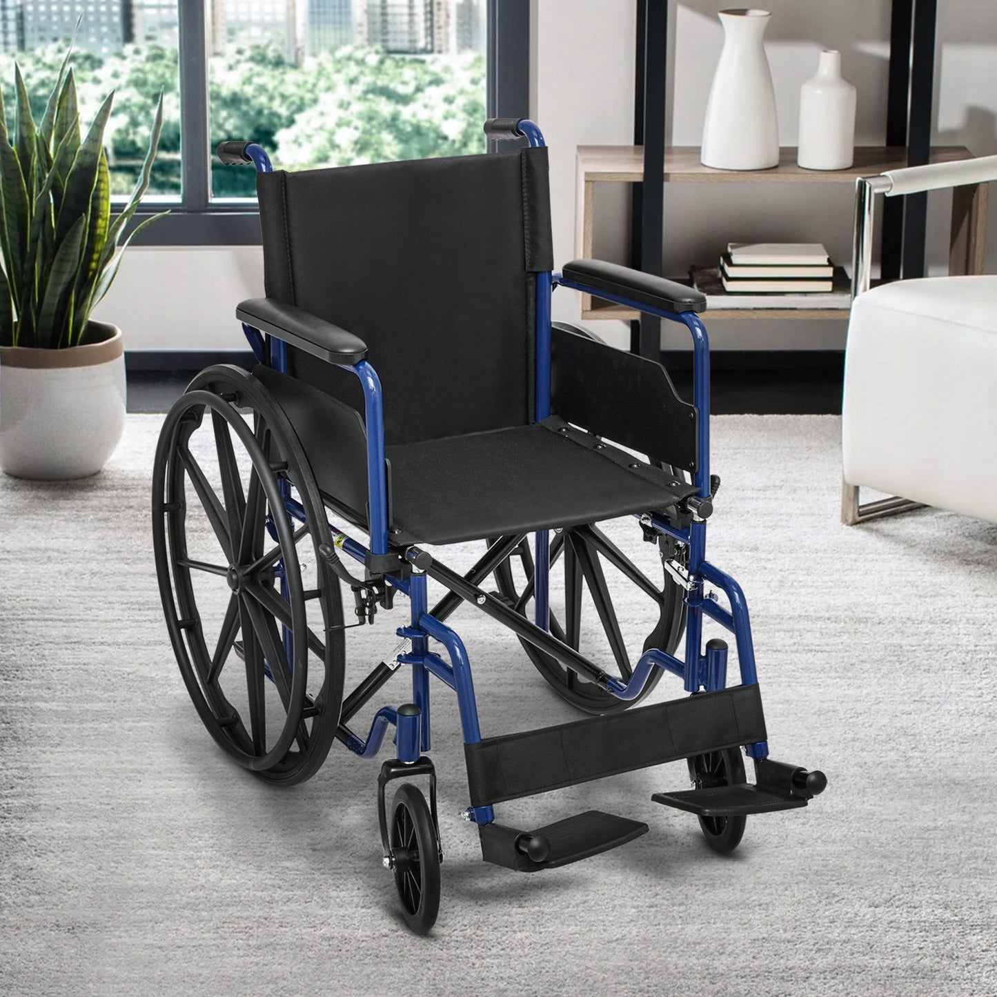 Manual Wheelchair - Blue, FDA Approved - 18"x16" Seat