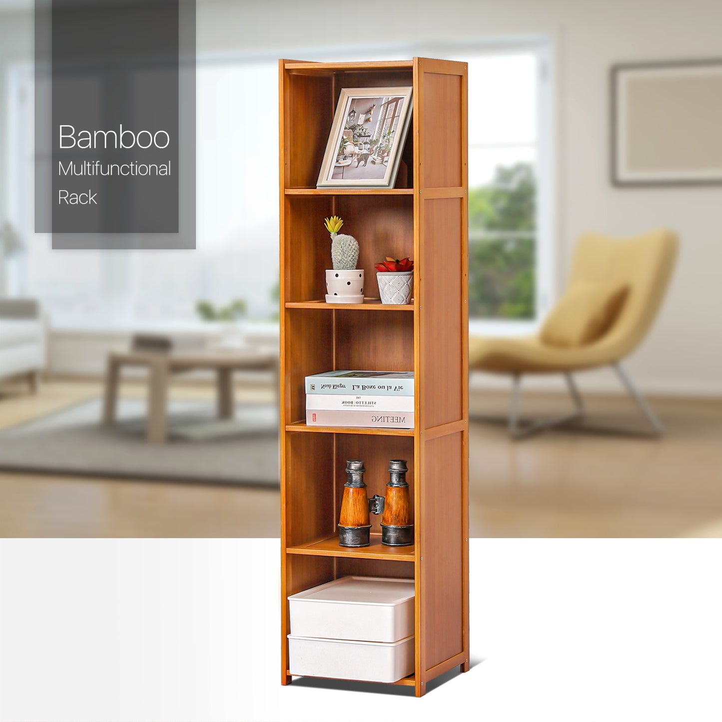 Multi-Functional Freestanding Display Storage Shelf - 5 Tier - Brown