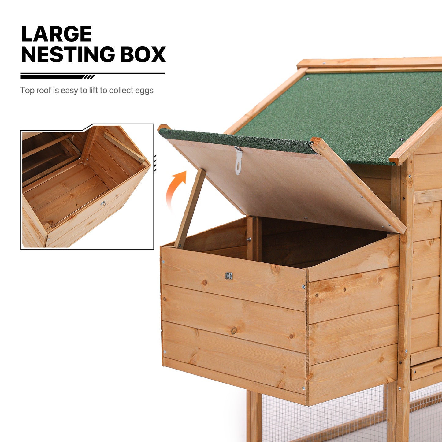 Wooden Rabbit Hutch - Ramp+Nesting Box - Chicken Coop