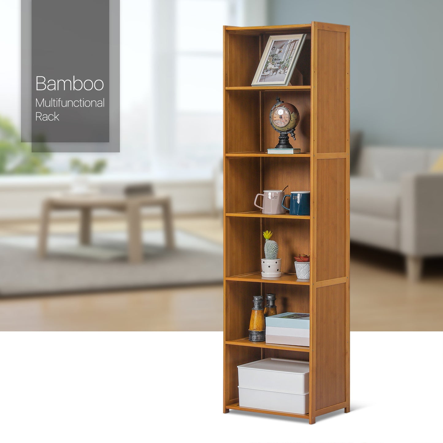 Multi-Functional Freestanding Display Storage Shelf - 6 Tier - Brown