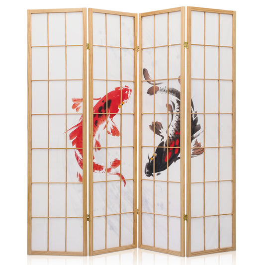 Foldable Room Divider - Koi Carp Pattern - 4 Panel