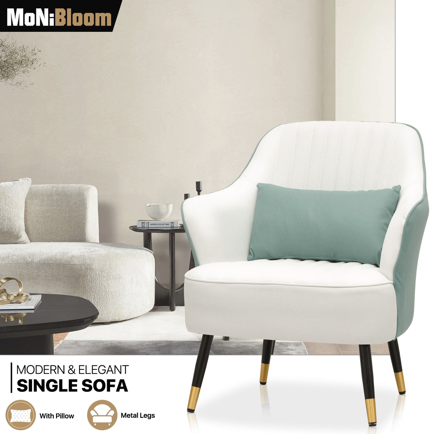 Laux Leather Accent Chair - Single Sofa - 30" Width