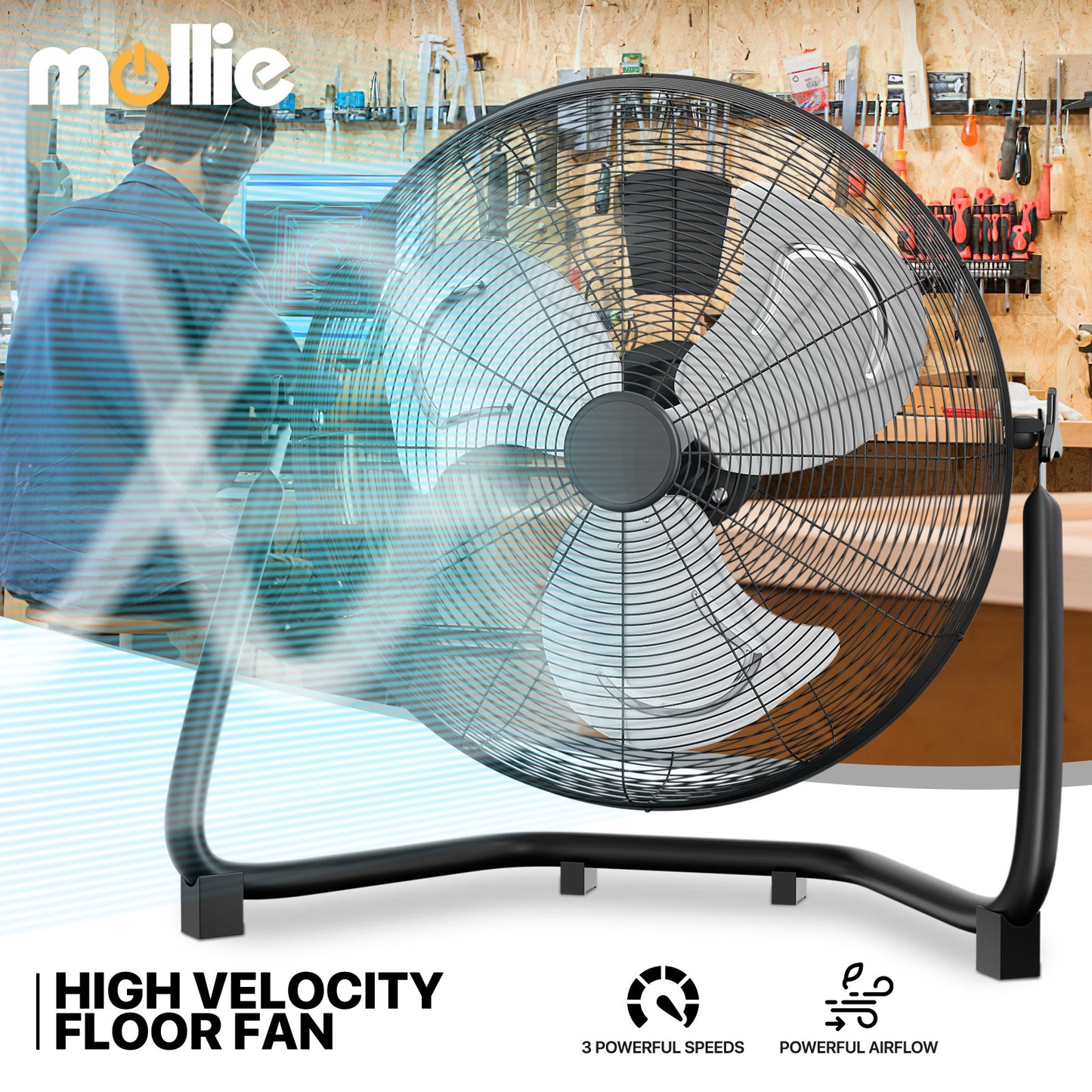 20" Floor Fan - 3 Speeds - Adjustable Tilt