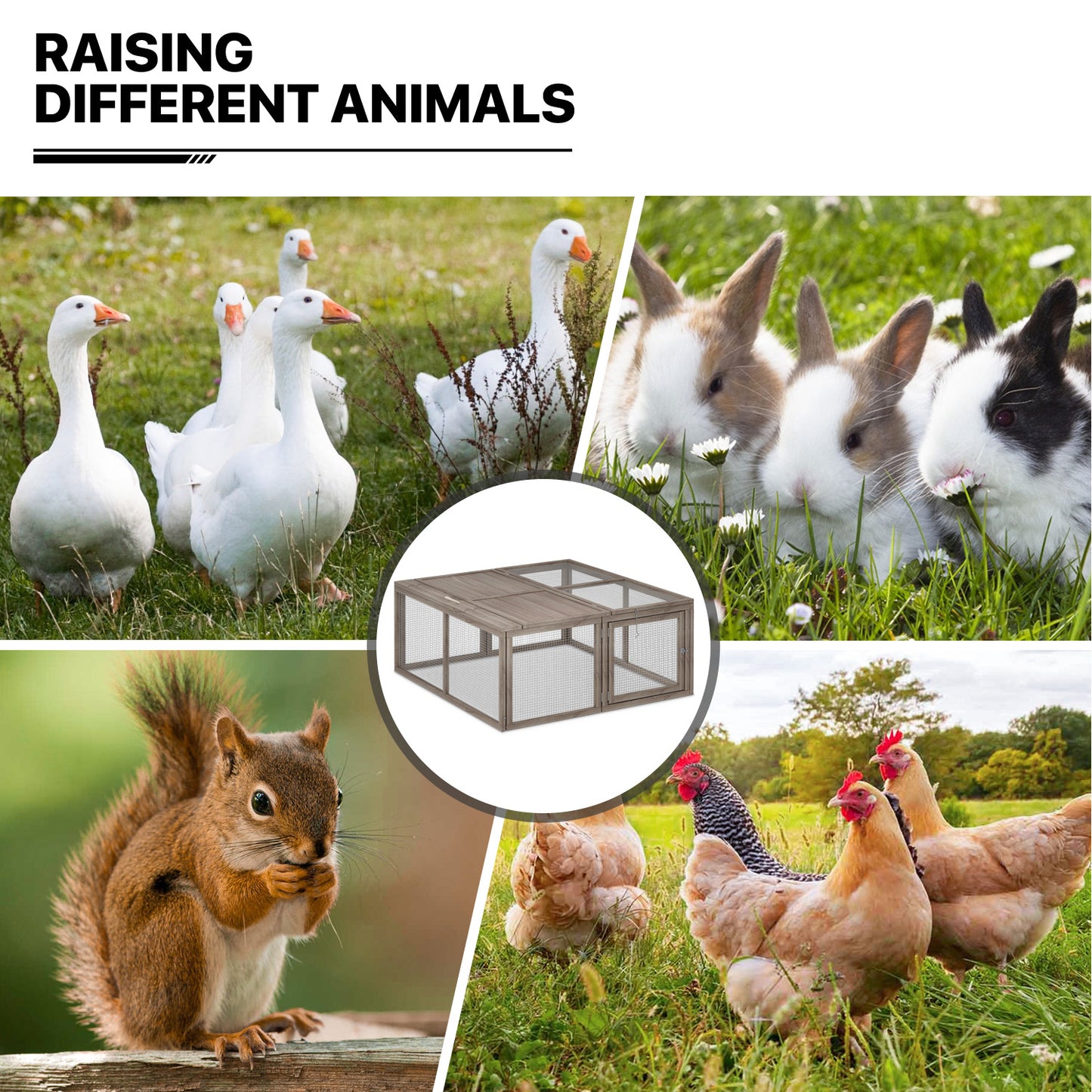 46" Width Foldable Wooden Chicken Coop Rabbit Hutch