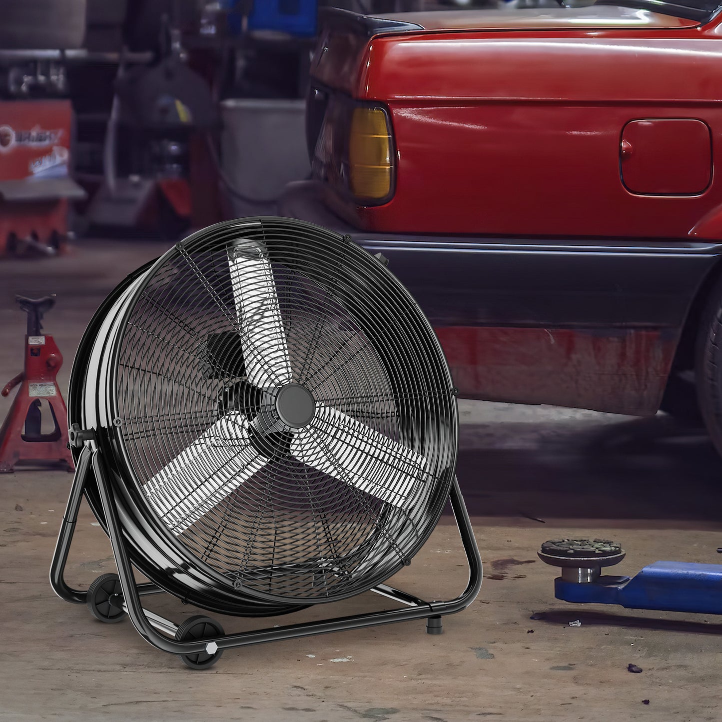 24" Rolling Floor Fan - 3 Speeds - Adjustable Tilt