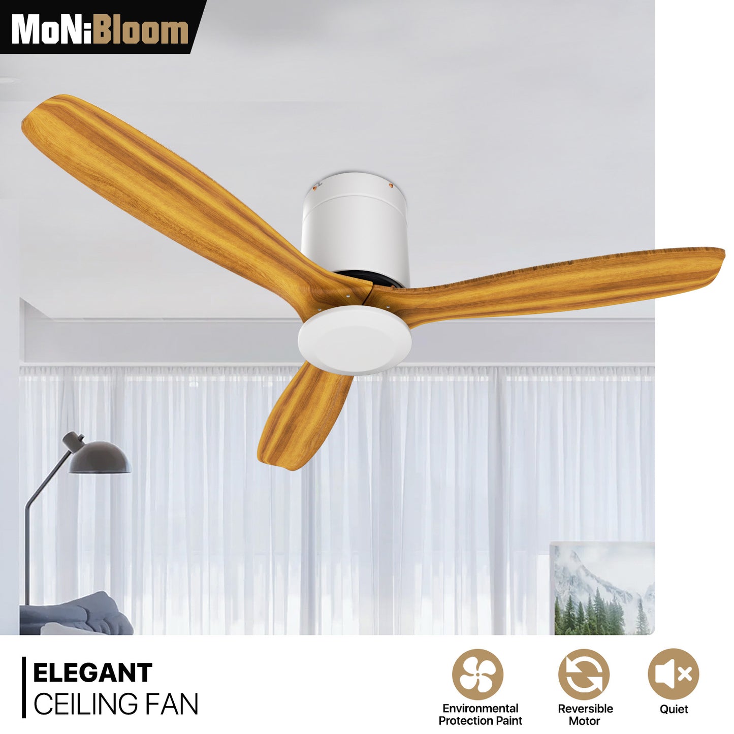 52" Reversible Ceiling Fan - 3 Blades