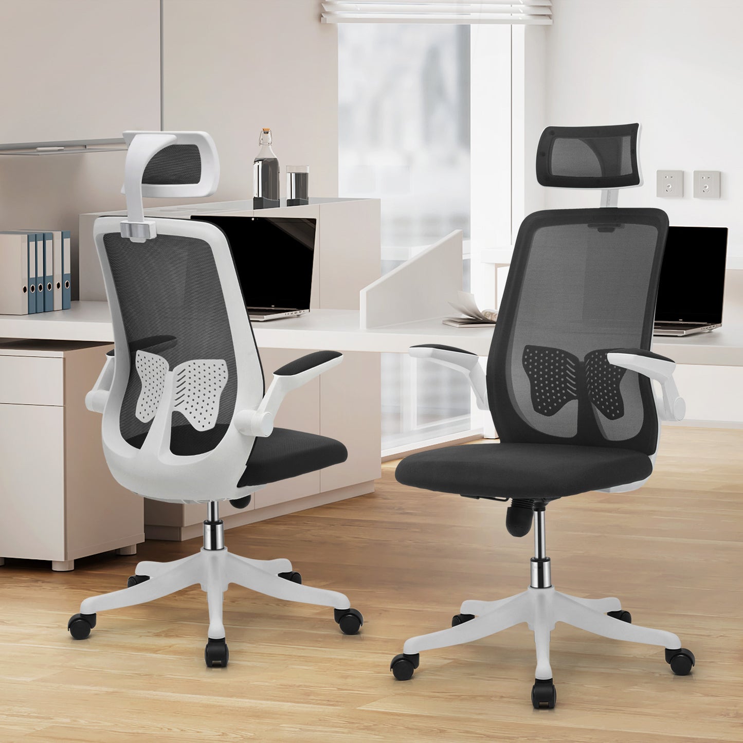 Set of 2 Mesh Office Chair w/Headrest