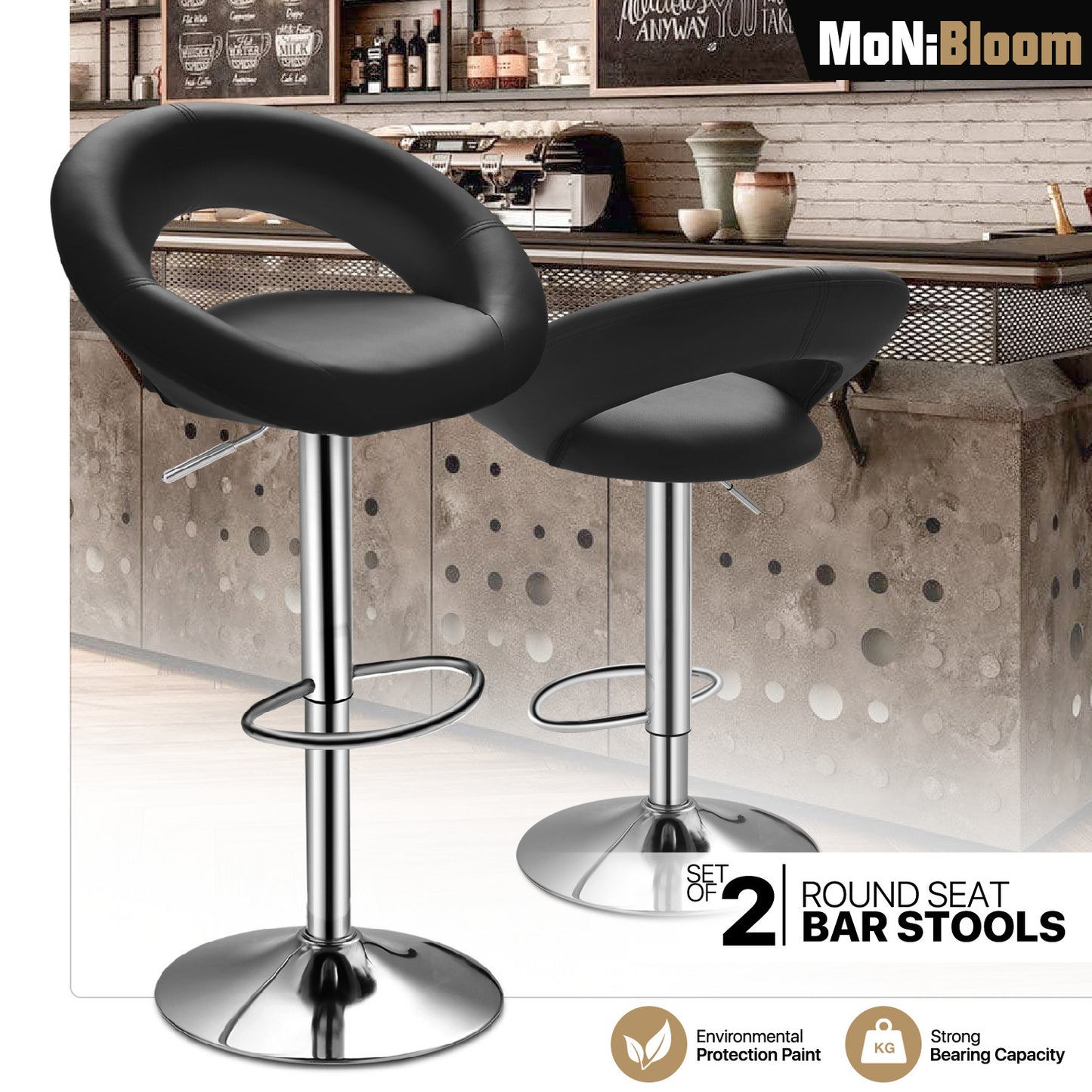 Round Seat Bar Stool 2 Pcs