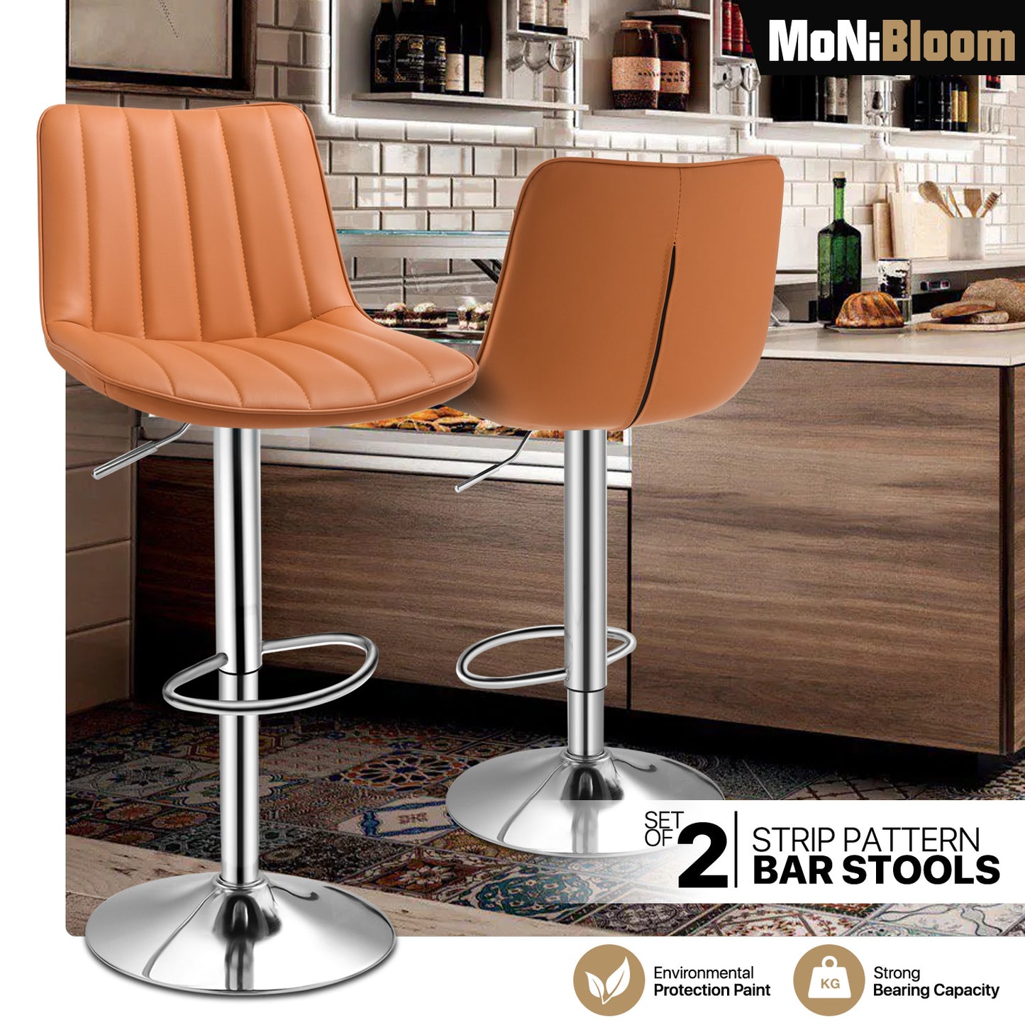 Strip Pattern Bar Stool 2 Pcs