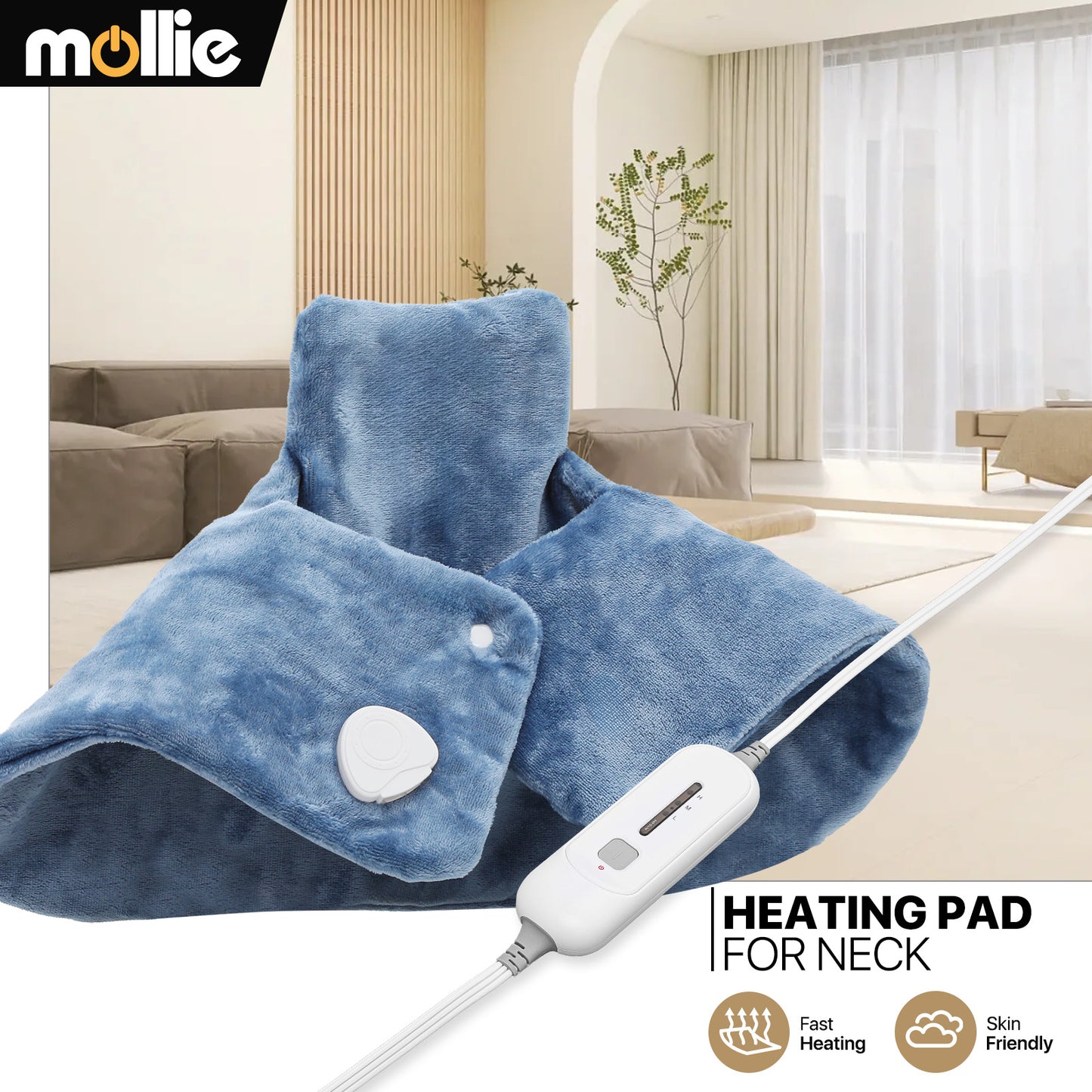 Neck Shoulder Heating Pad - 23" x 16" Cozy Flannel - Half an Hour Timer + 3 Heating Levels