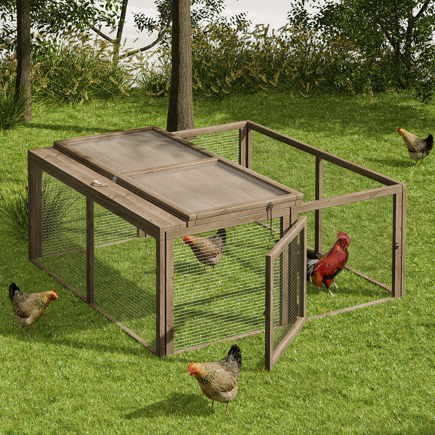 46" Width Foldable Wooden Chicken Coop Rabbit Hutch