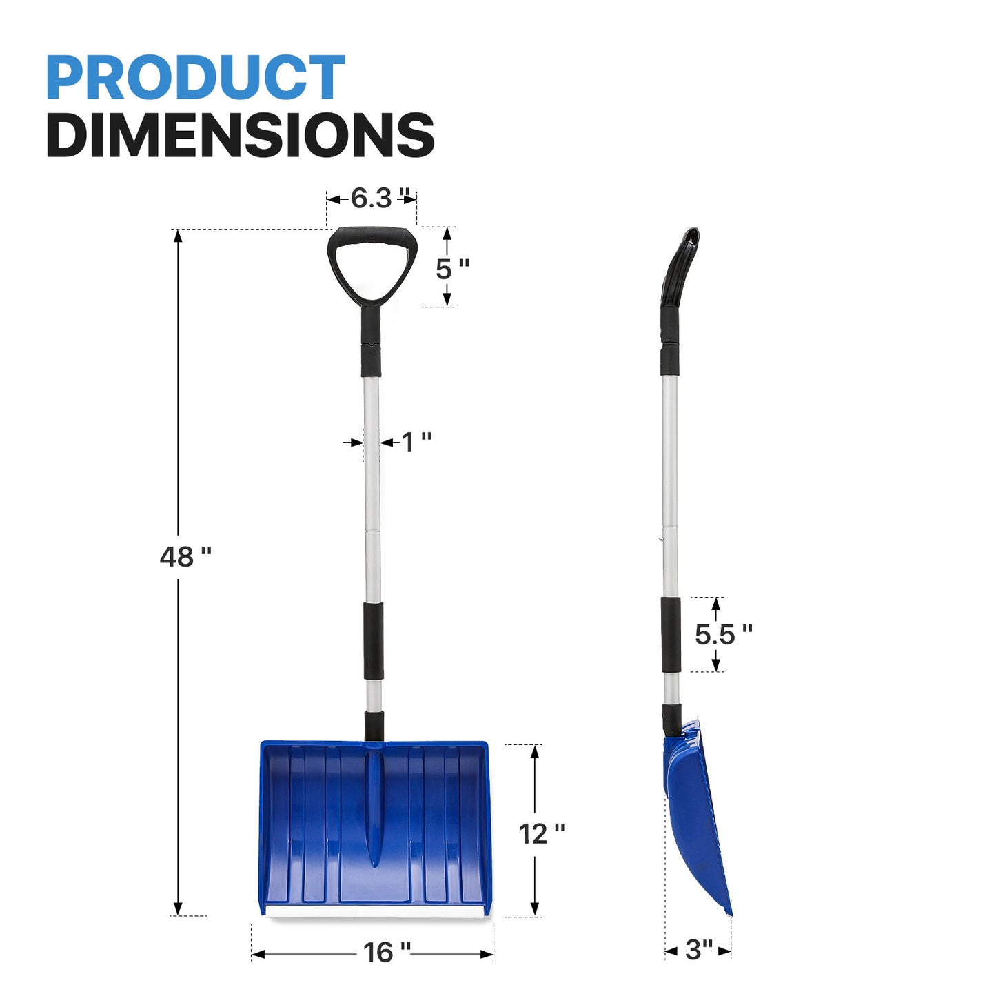 Snow Shovel - 4 FT Height - Blue