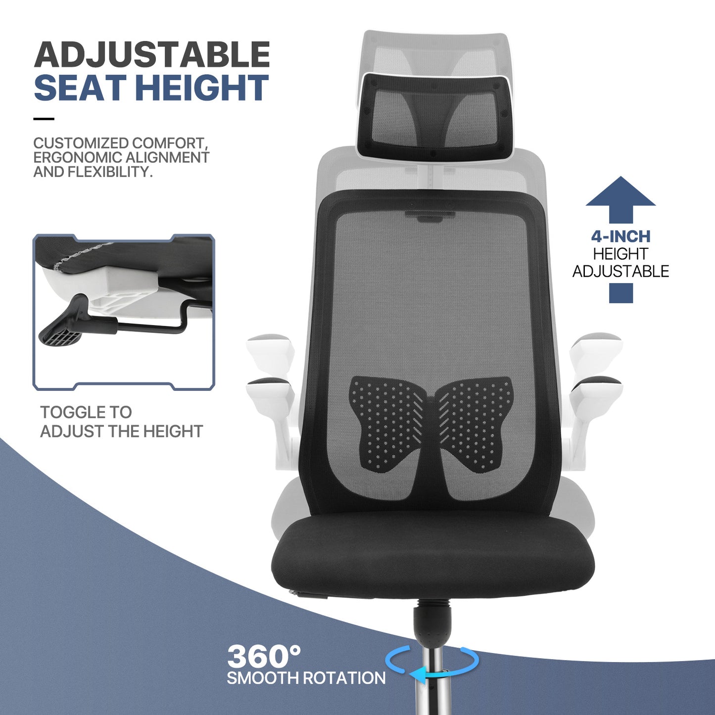 Set of 2 Mesh Office Chair w/Headrest