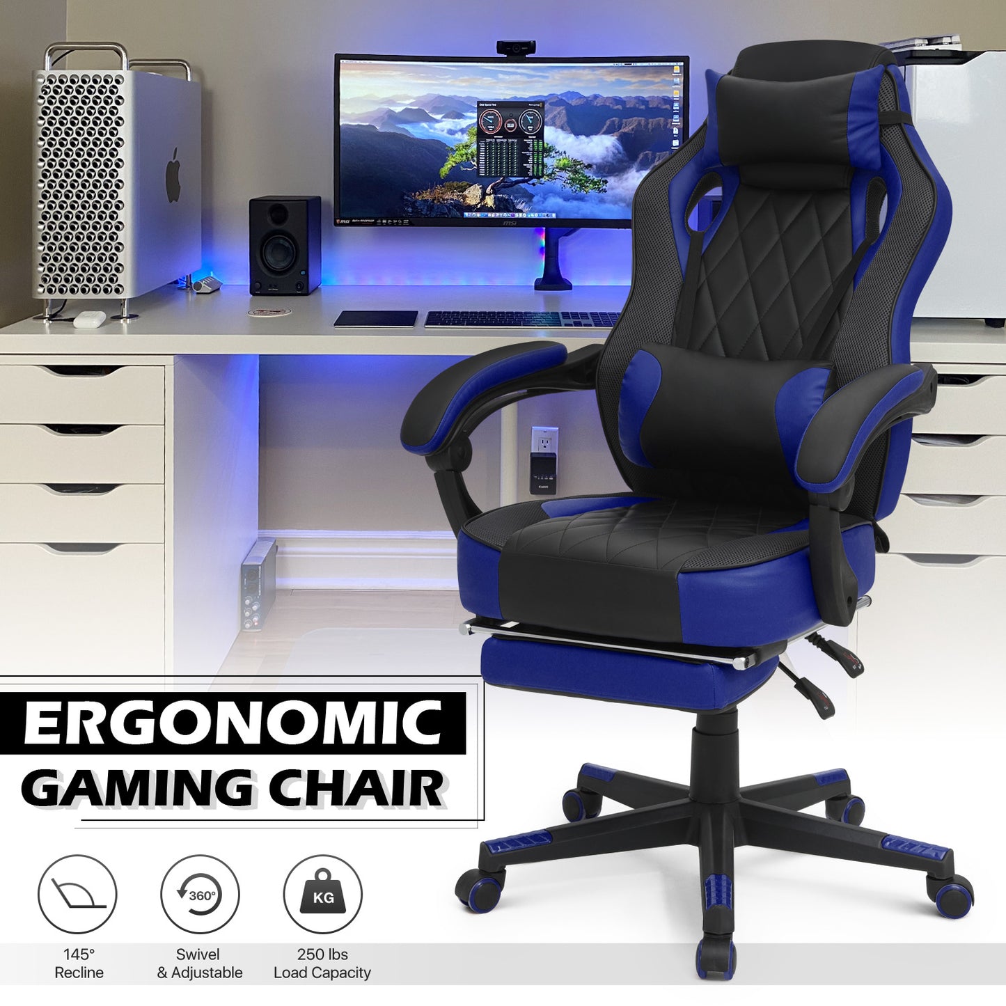 Reclinable Gaming Chair w/Footrest #002