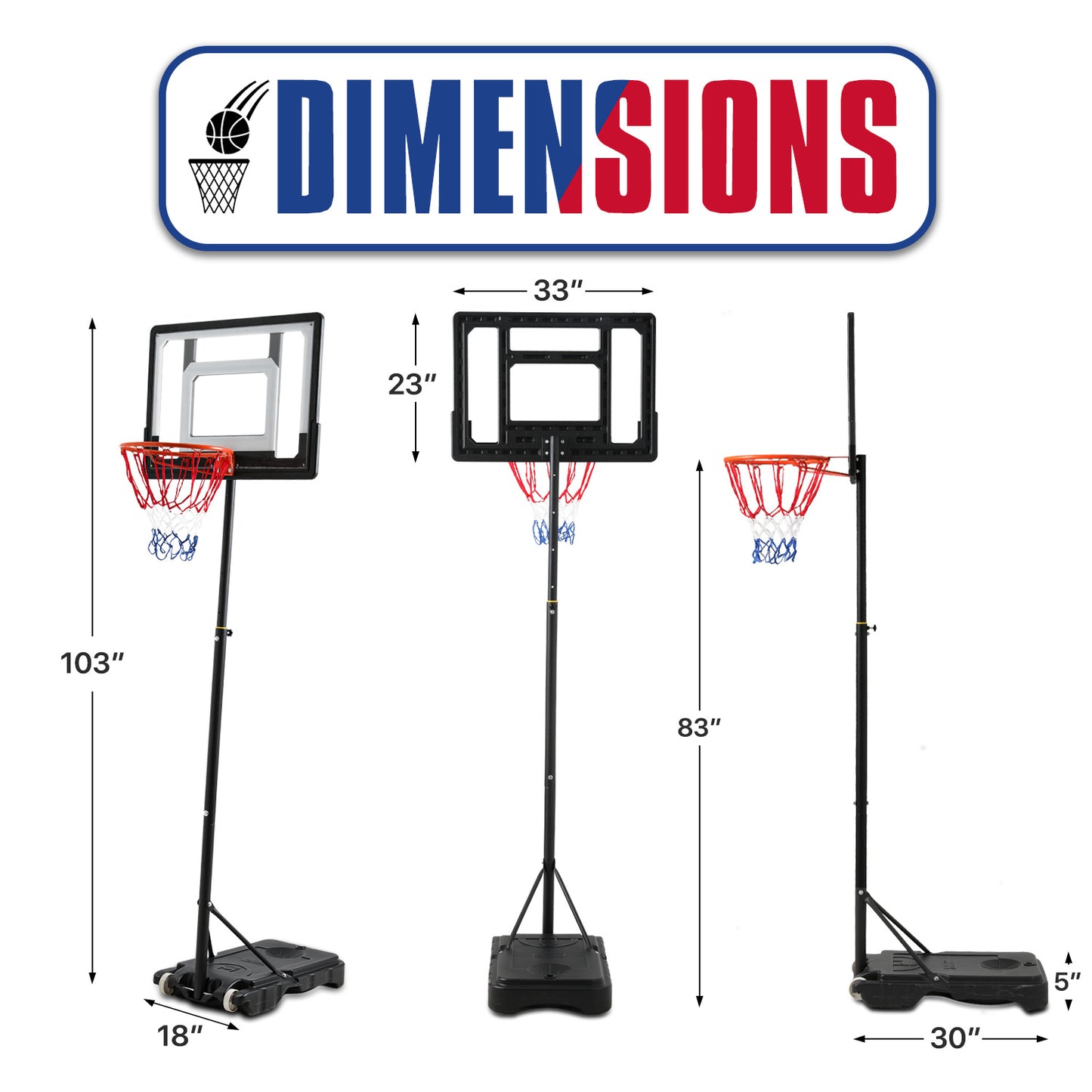 7 Ft Adjustable Height Portable Basketball Hoop