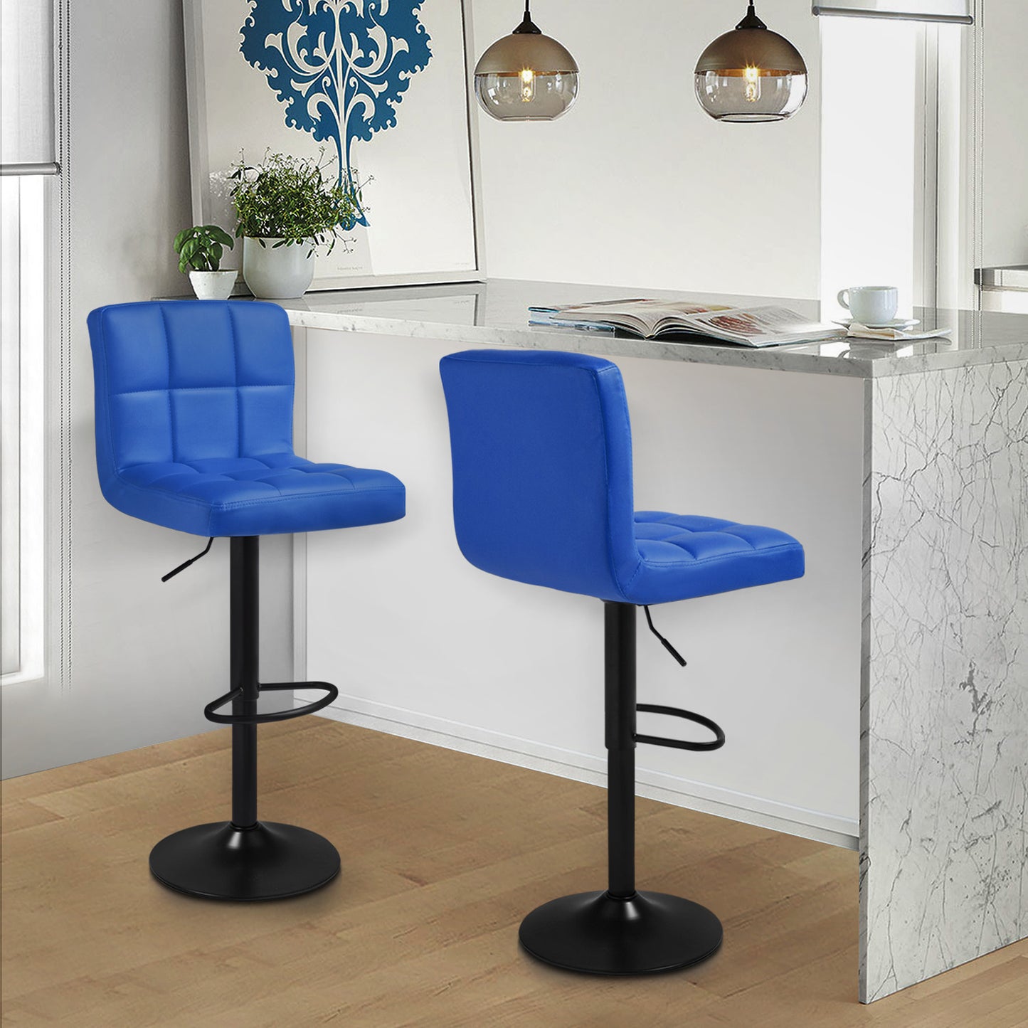 Grid Pattern Bar Stool 2 Pcs