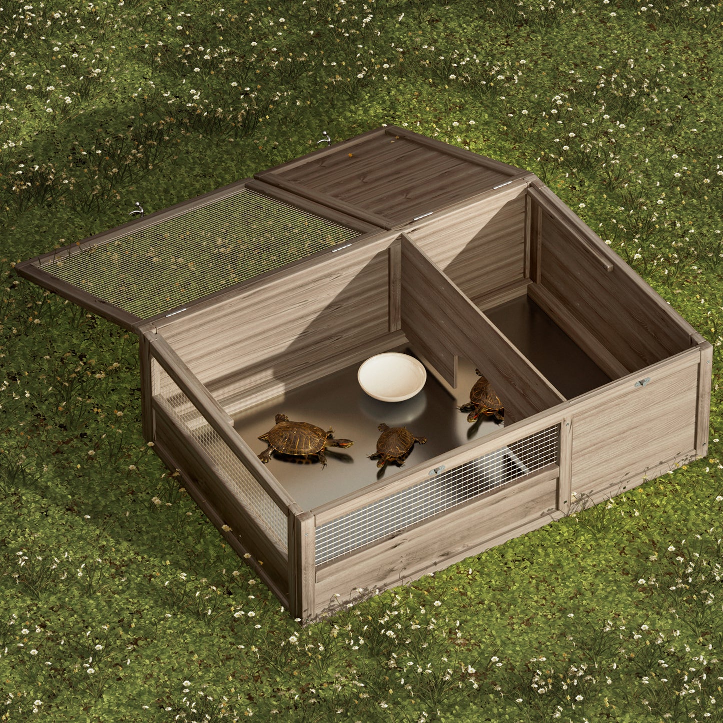 36.5"x26.5" Wooden Filp Up Chicken Coop Hutch Rabbit