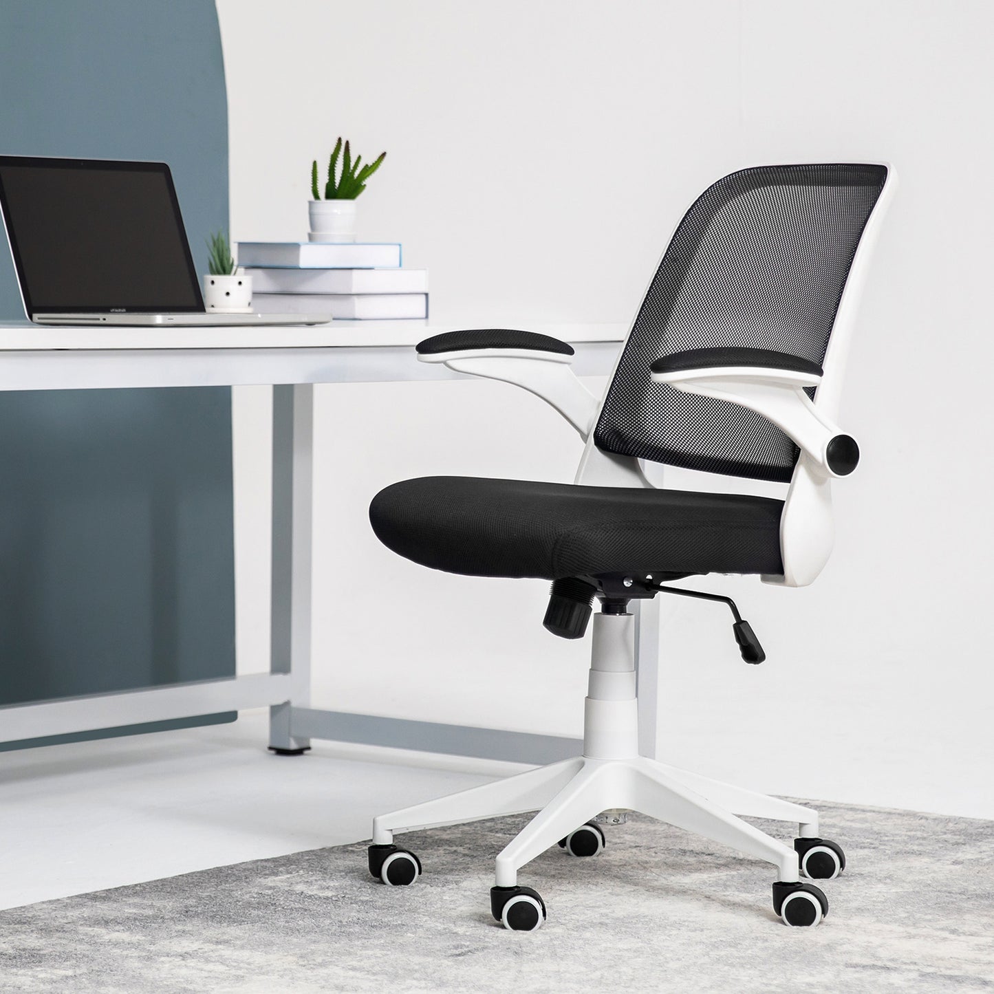 Adjustable Armrest Task Chair - Black - 29" x 47" Studded Mat Set