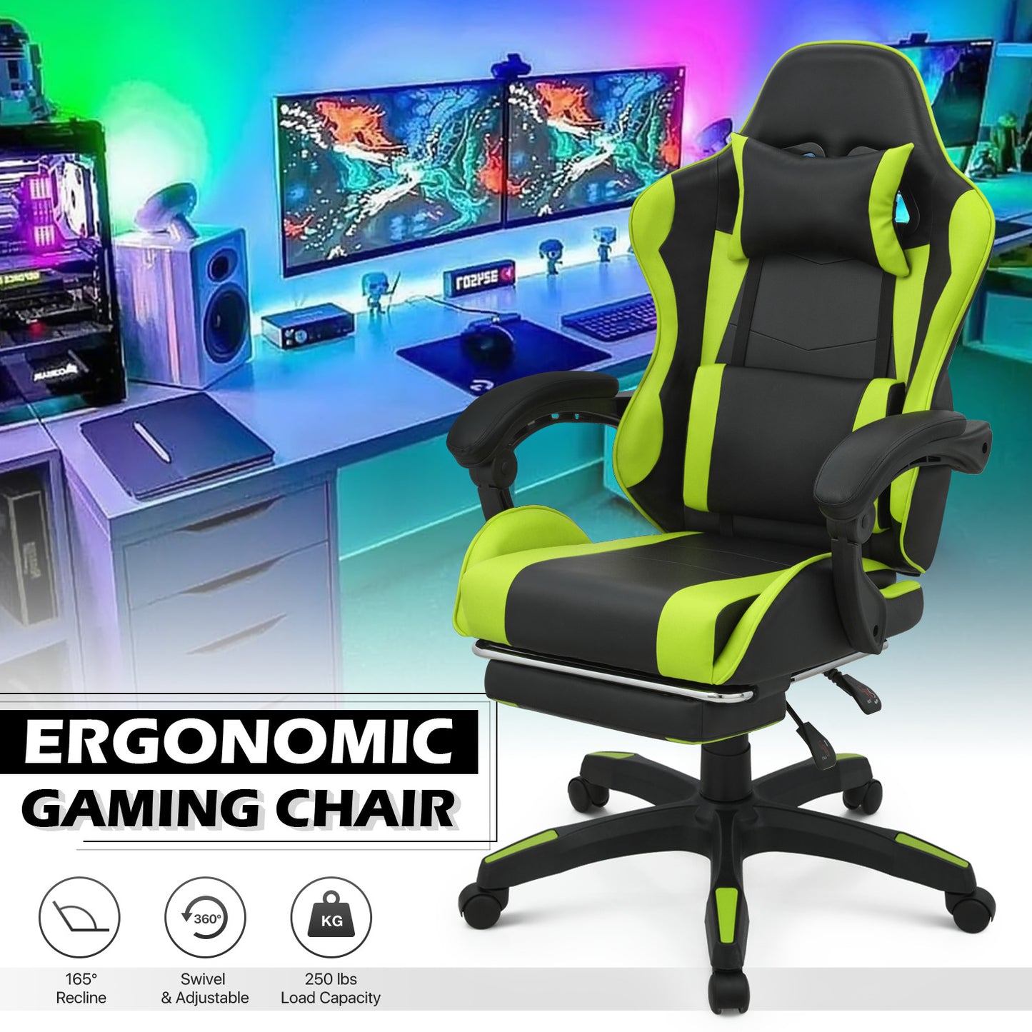 Reclinable Gaming Chair w/Footrest #001