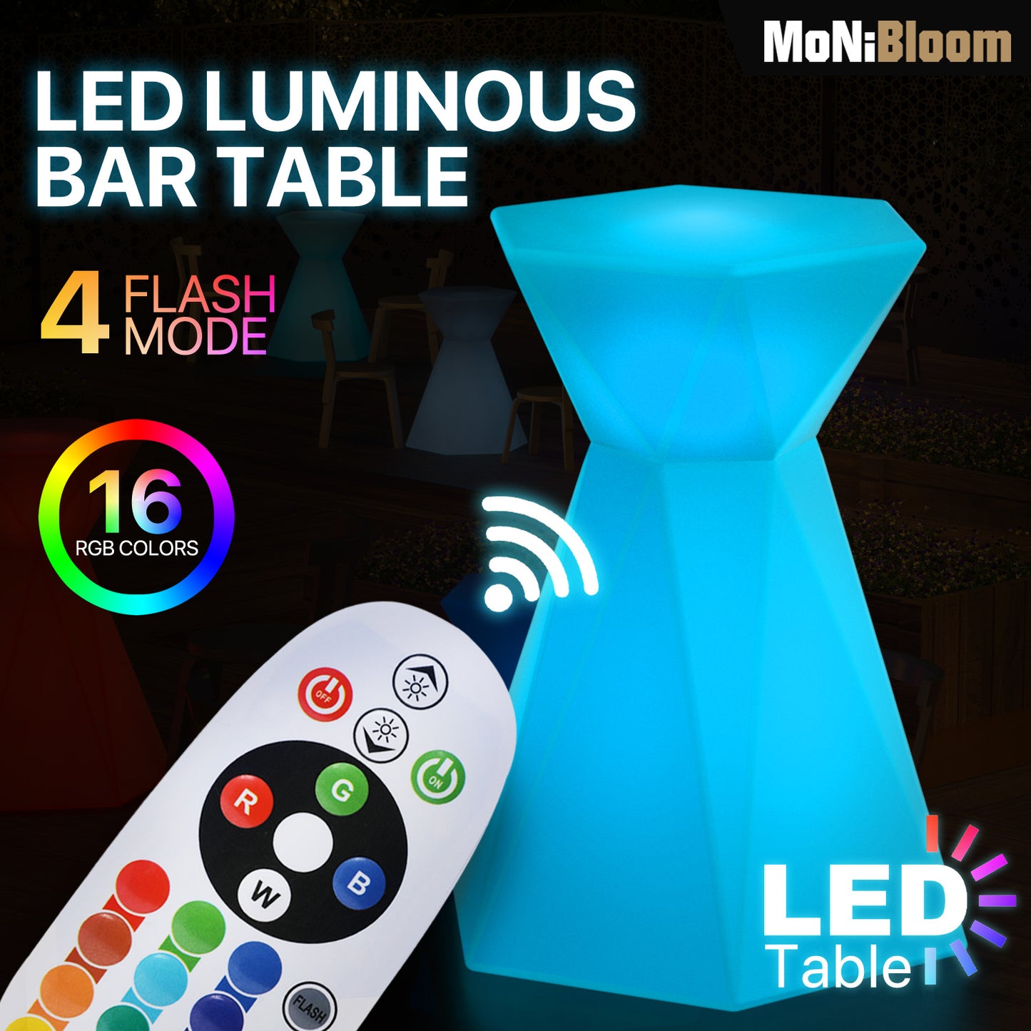 LED - Table - Diamond Shape - 16 Colors Remote Control