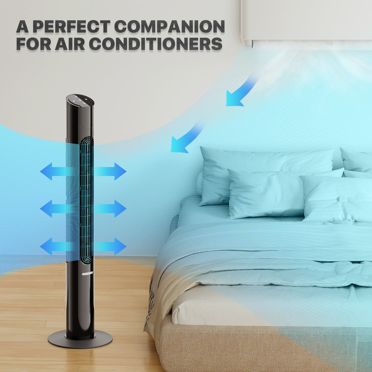 45" Digital Tower fan 8 Speed - 4 Modes - LED Bottom Night Light