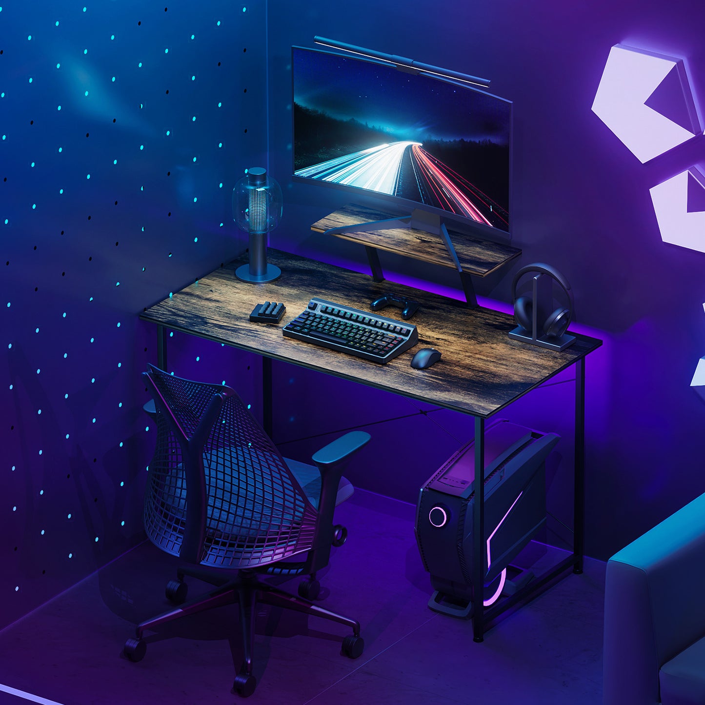 47" Length Computer Desk-with Monitor Stand