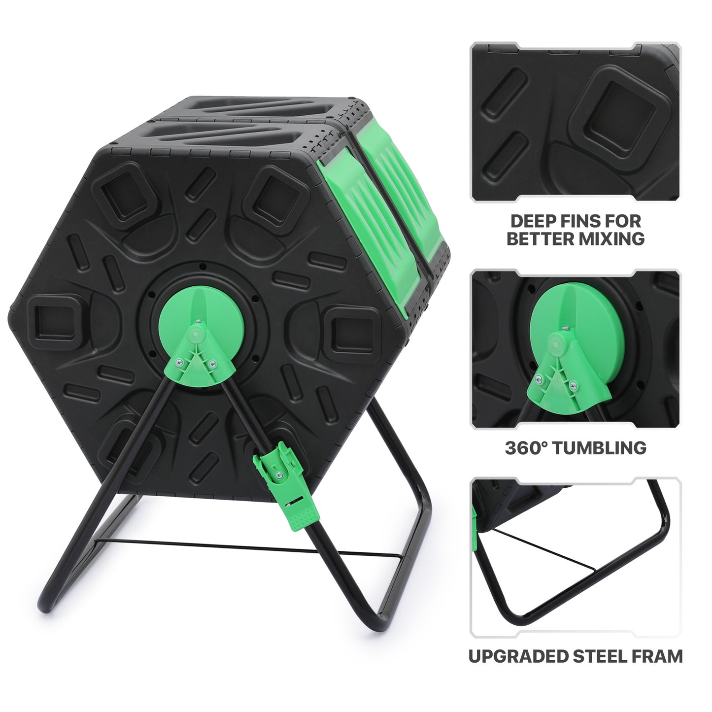 34 Gallon Dual Chamber Compost Bin - 2 Sliding Doors - with Gloves