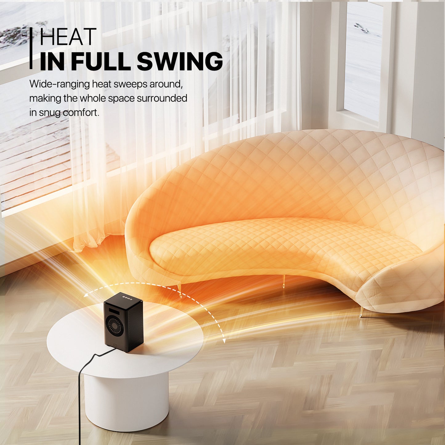 1500W Cuboid PTC 160 sq.ft Space Heater w/LED Display