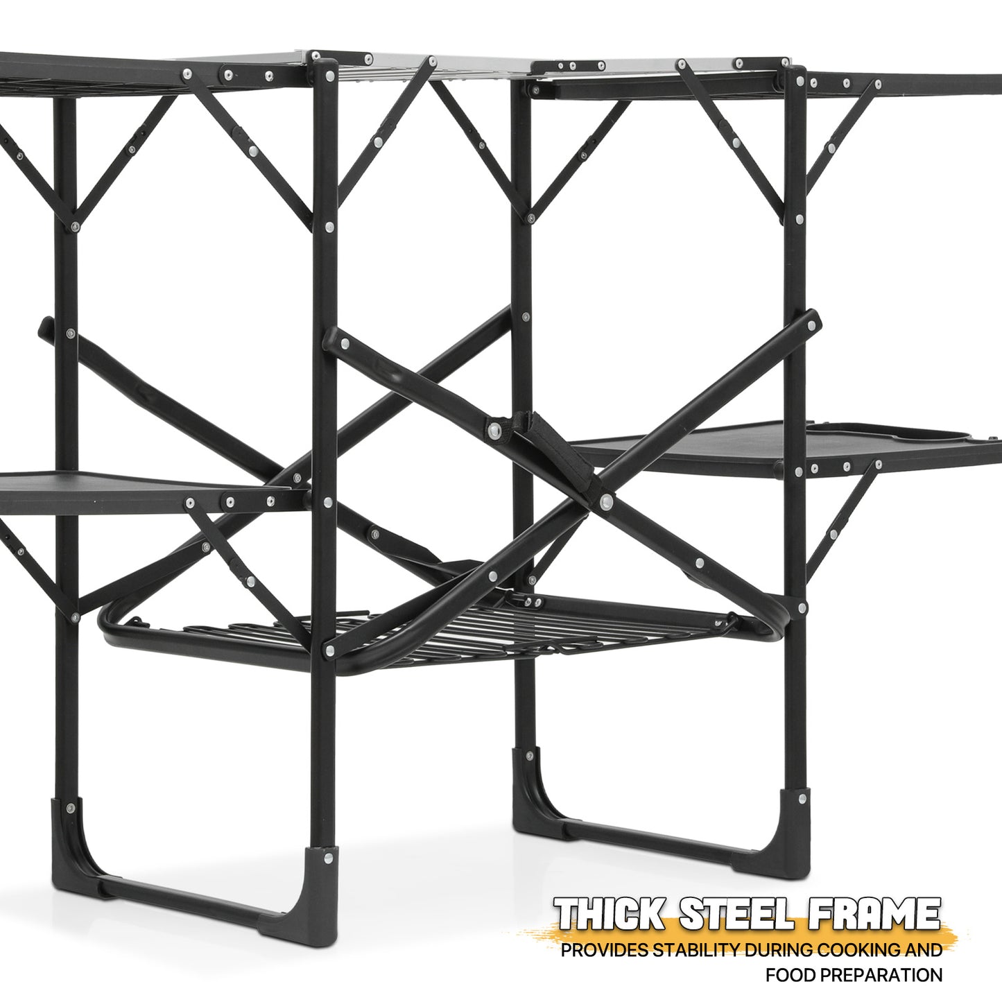 Folding Camping Table 52"x17.5"x32" - Black/silver