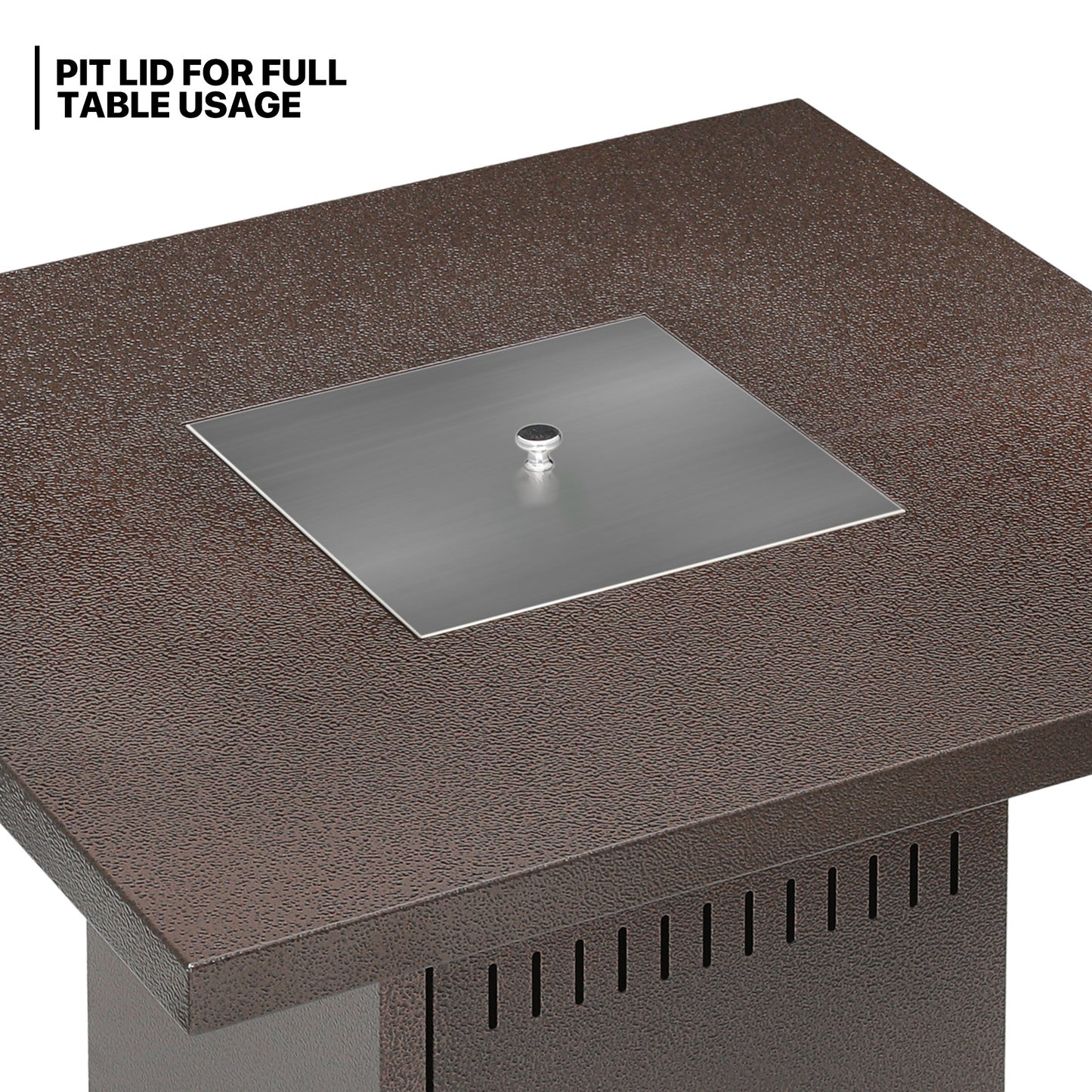 30" Outdoor Square Propane Gas Fire Pit Table 40,000 BTU - w/Lid, Lava Rocks - Brown