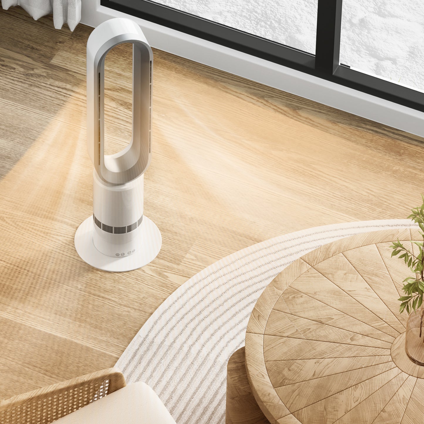 31.5 Inch Bladeless Fan - Space Heater - 10 Speeds Cooling & 3 Speeds Heating