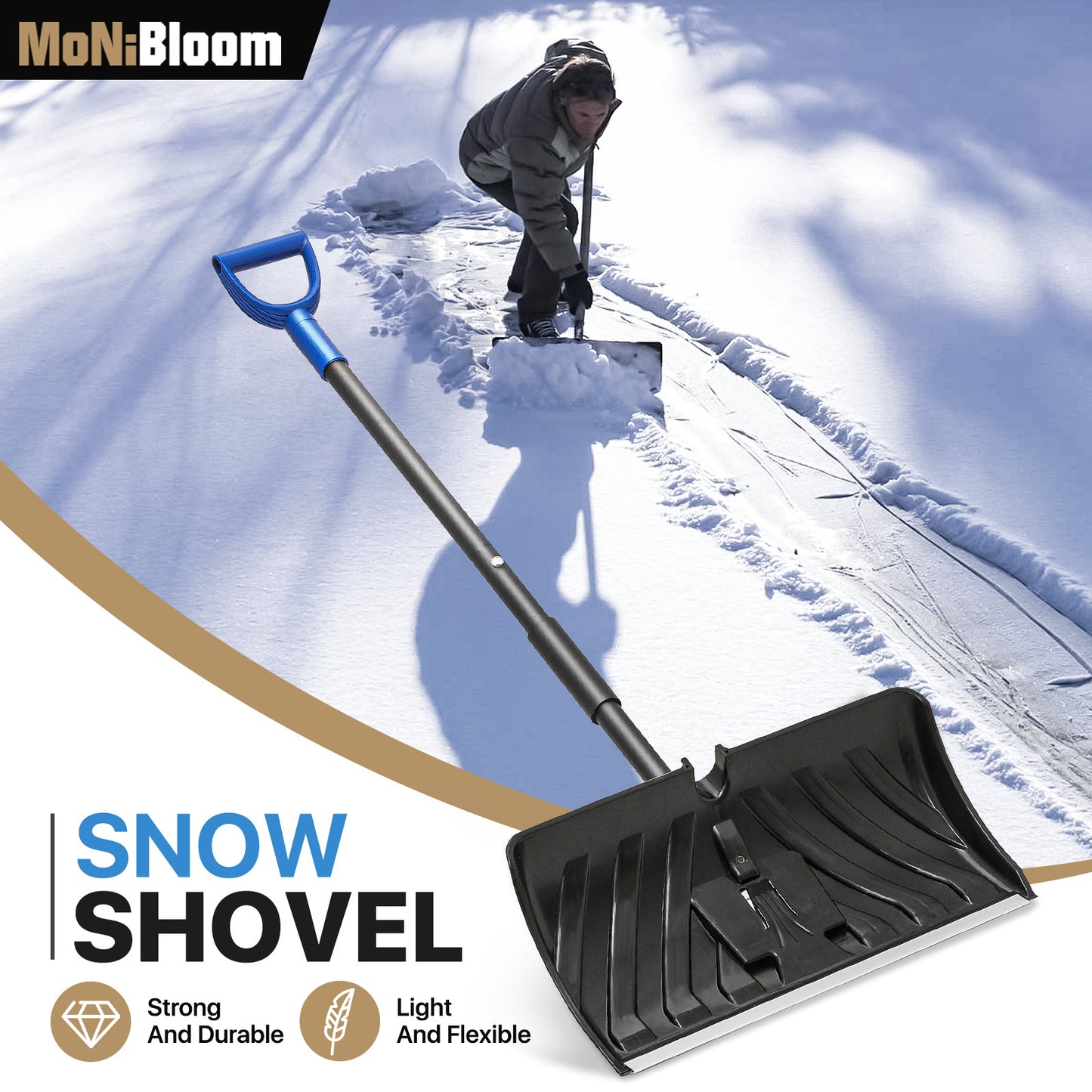 Snow Shovel - 4.2 FT Height - Black