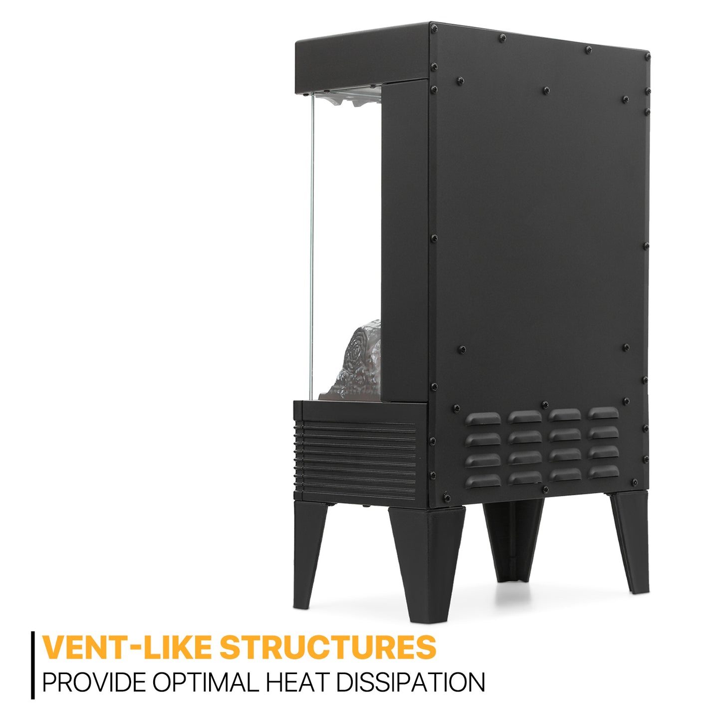 Freestanding Electric Fireplace - 1500W Space Heater - Adjustable Flame Brightness