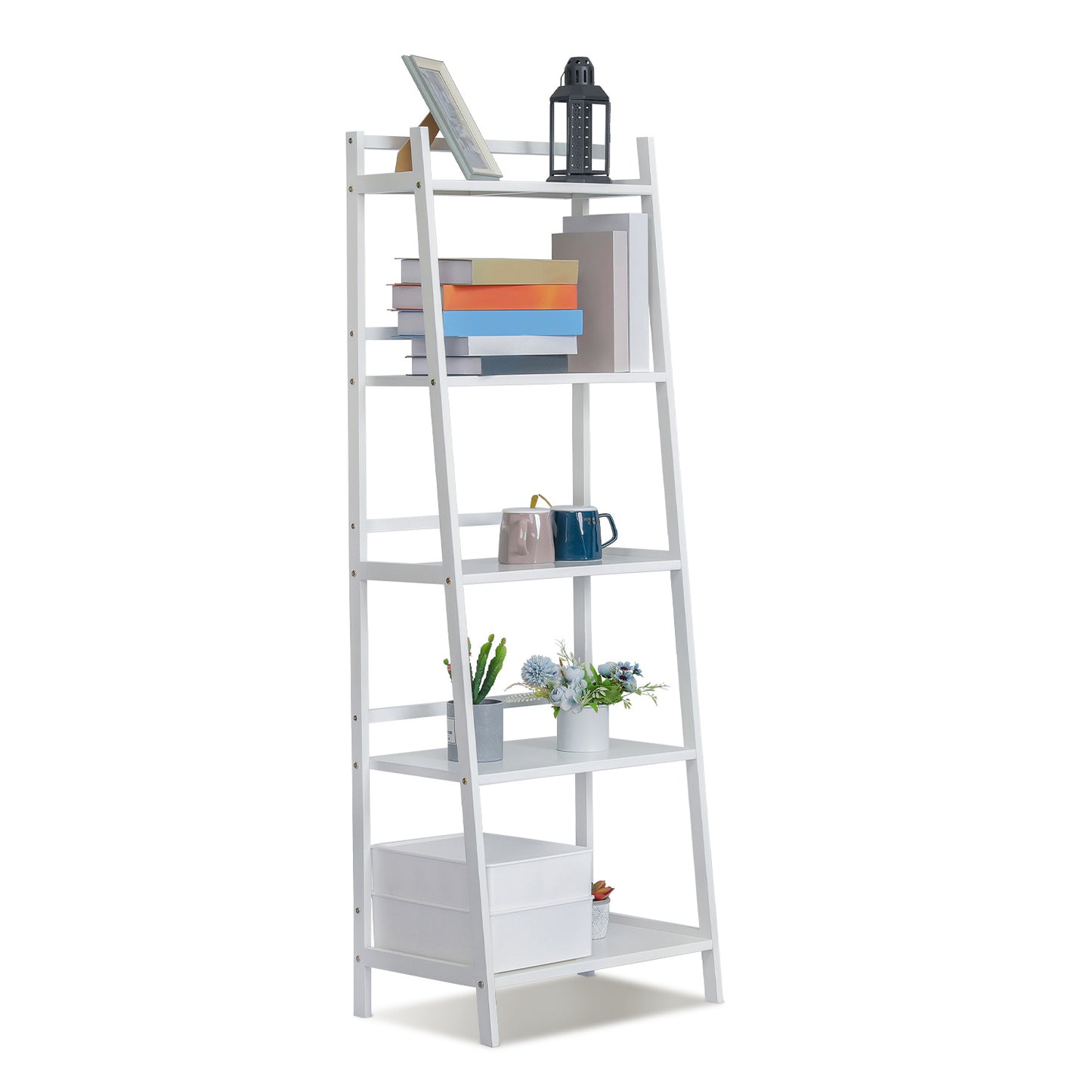 Simplified Trapezoid Multi-Functional Flower Plant Rack - 5 Tier - White