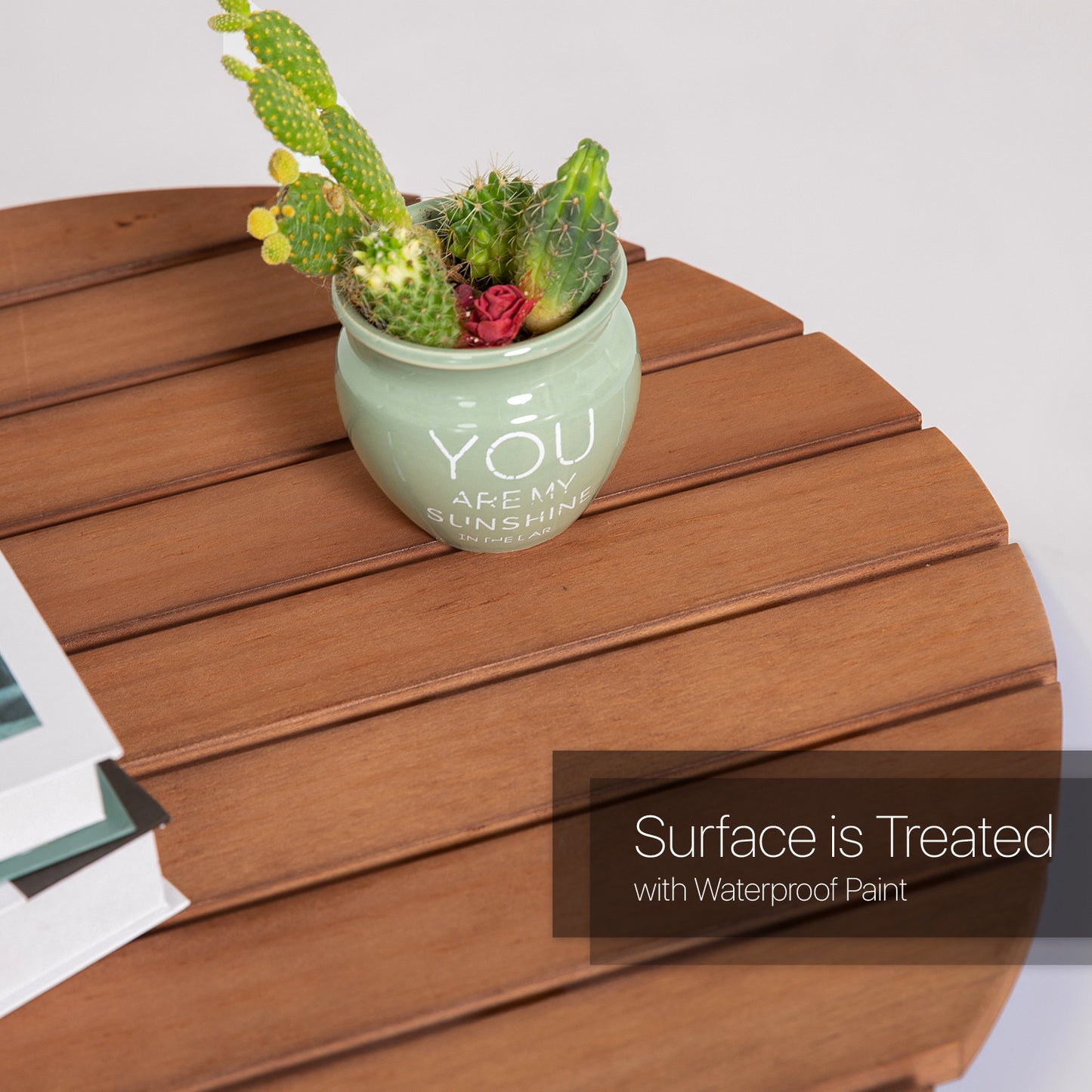 Round Folding Table - Wood - Brown