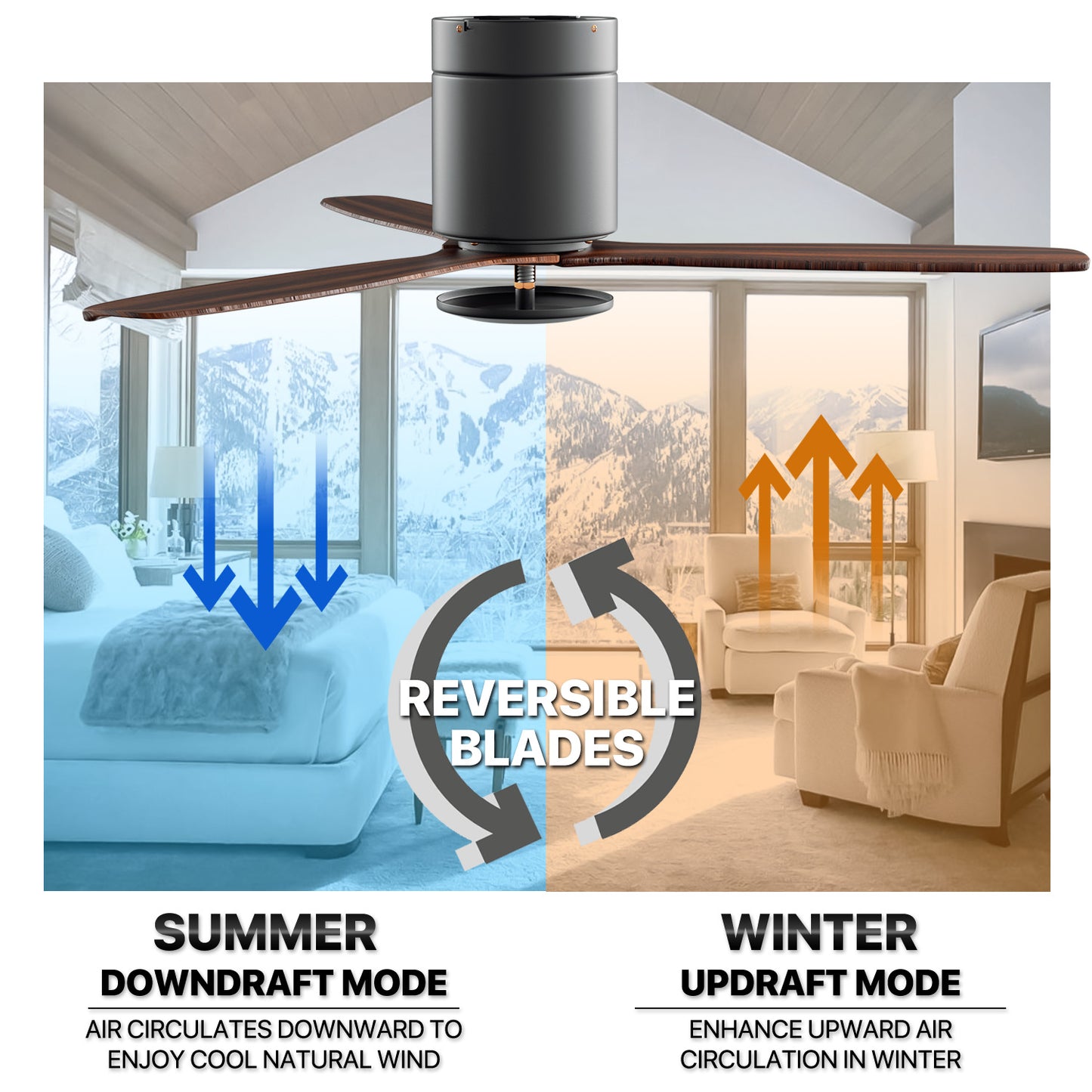 52" Reversible Ceiling Fan - 3 Blades