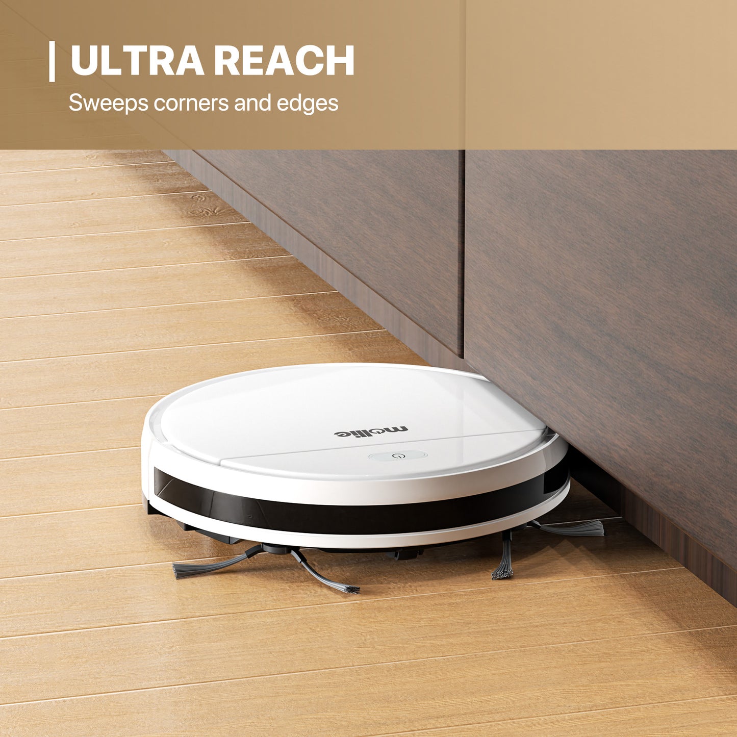 Robot Vacuum - 310ml Dustbin - w/Dry Mop+Remote Control - White